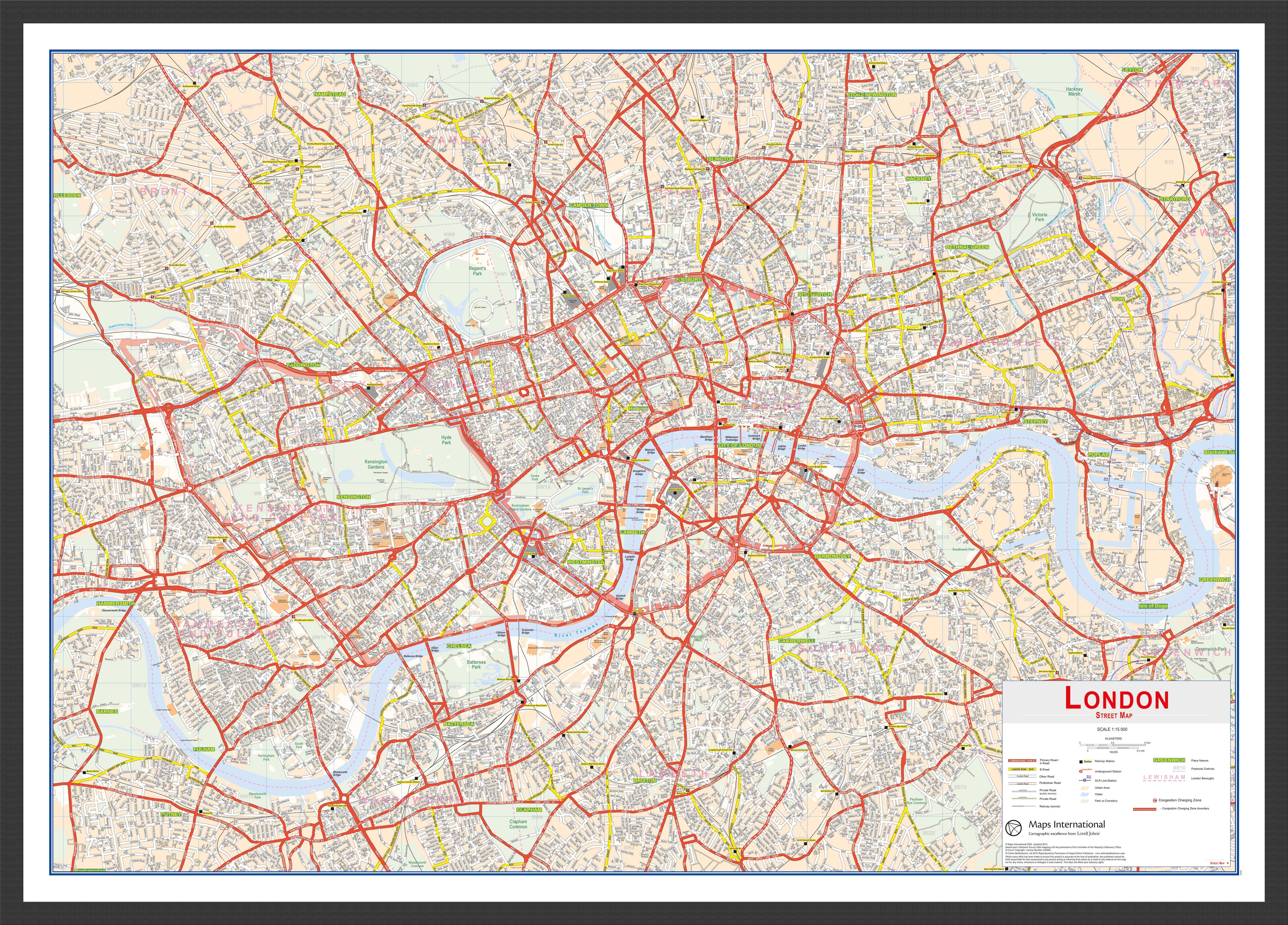 UK00029_L_WDBLA - Central London street Wall Map