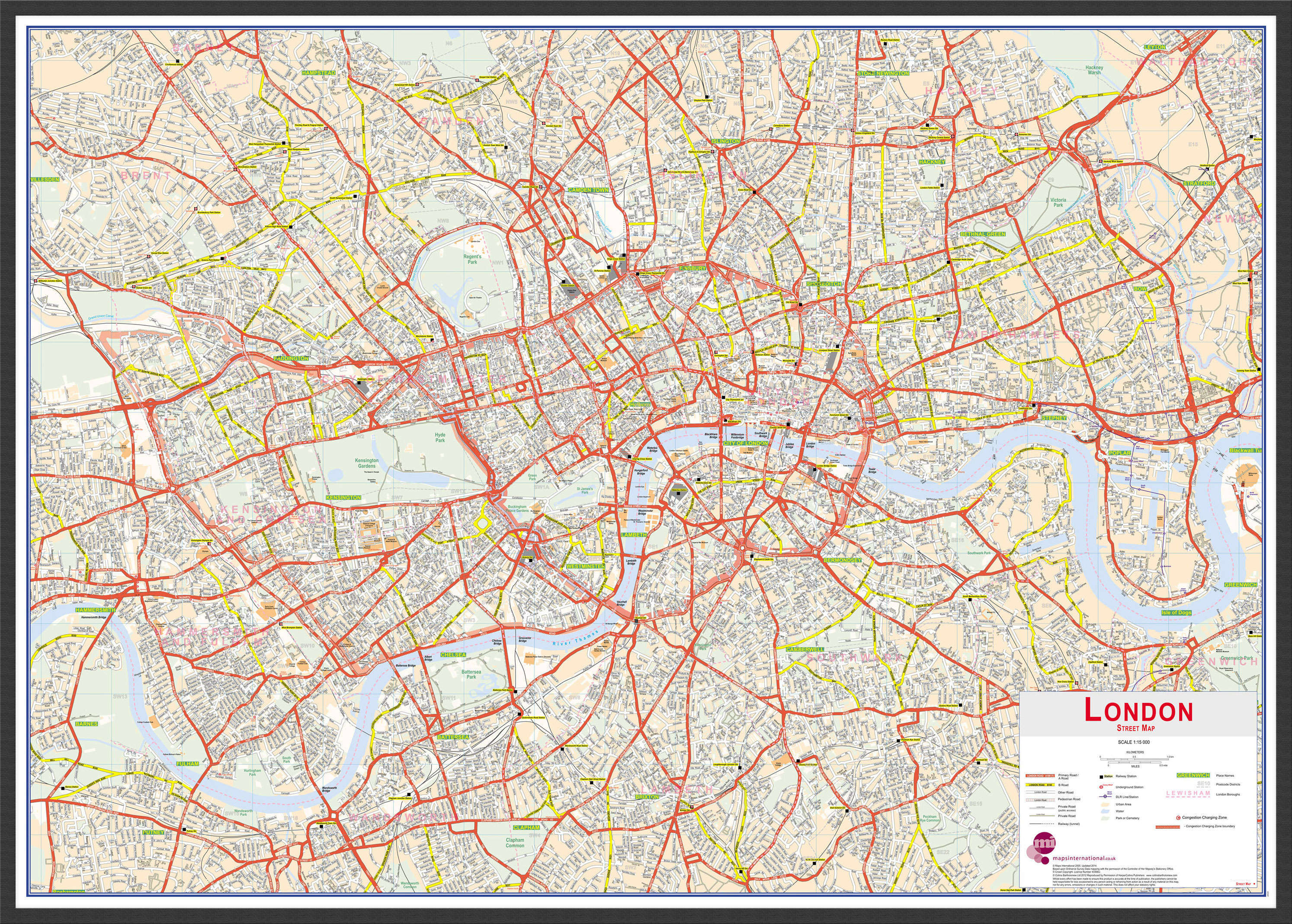 UK00029_L_WDBLA - Central London street Wall Map