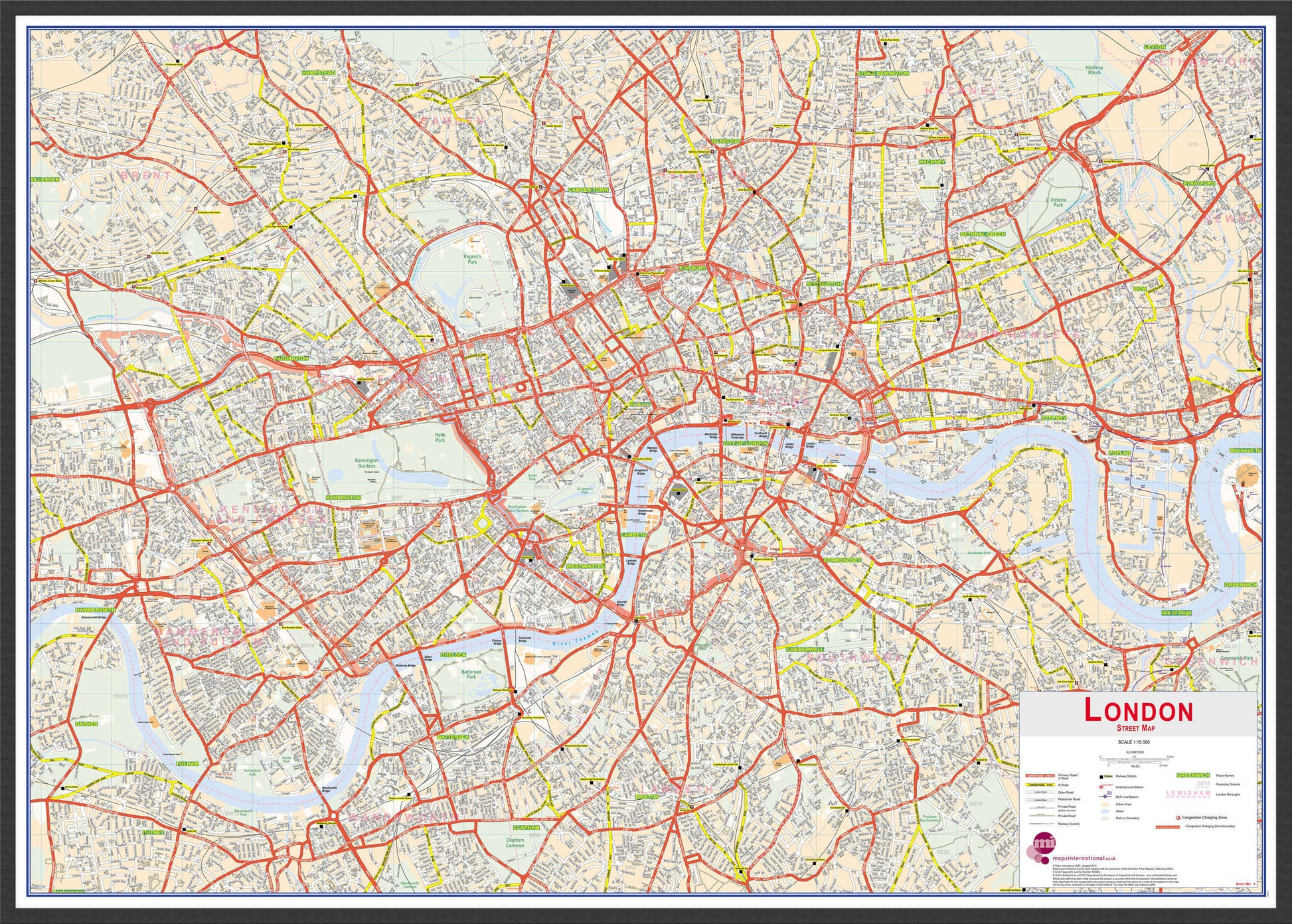 UK00029_L_LBWBL - Central London street Wall Map