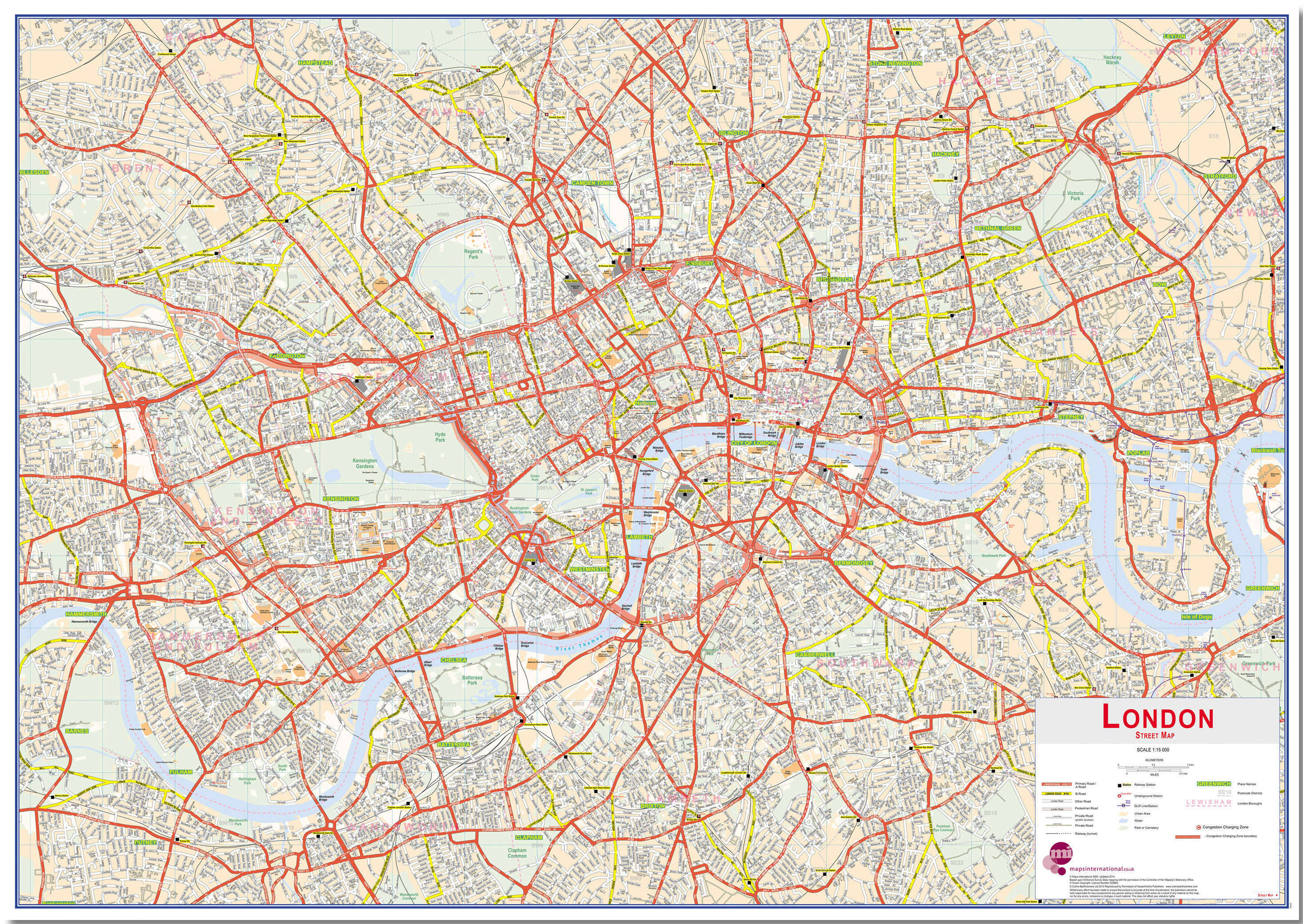 UK00029_L_LMBRD - Central London street Wall Map