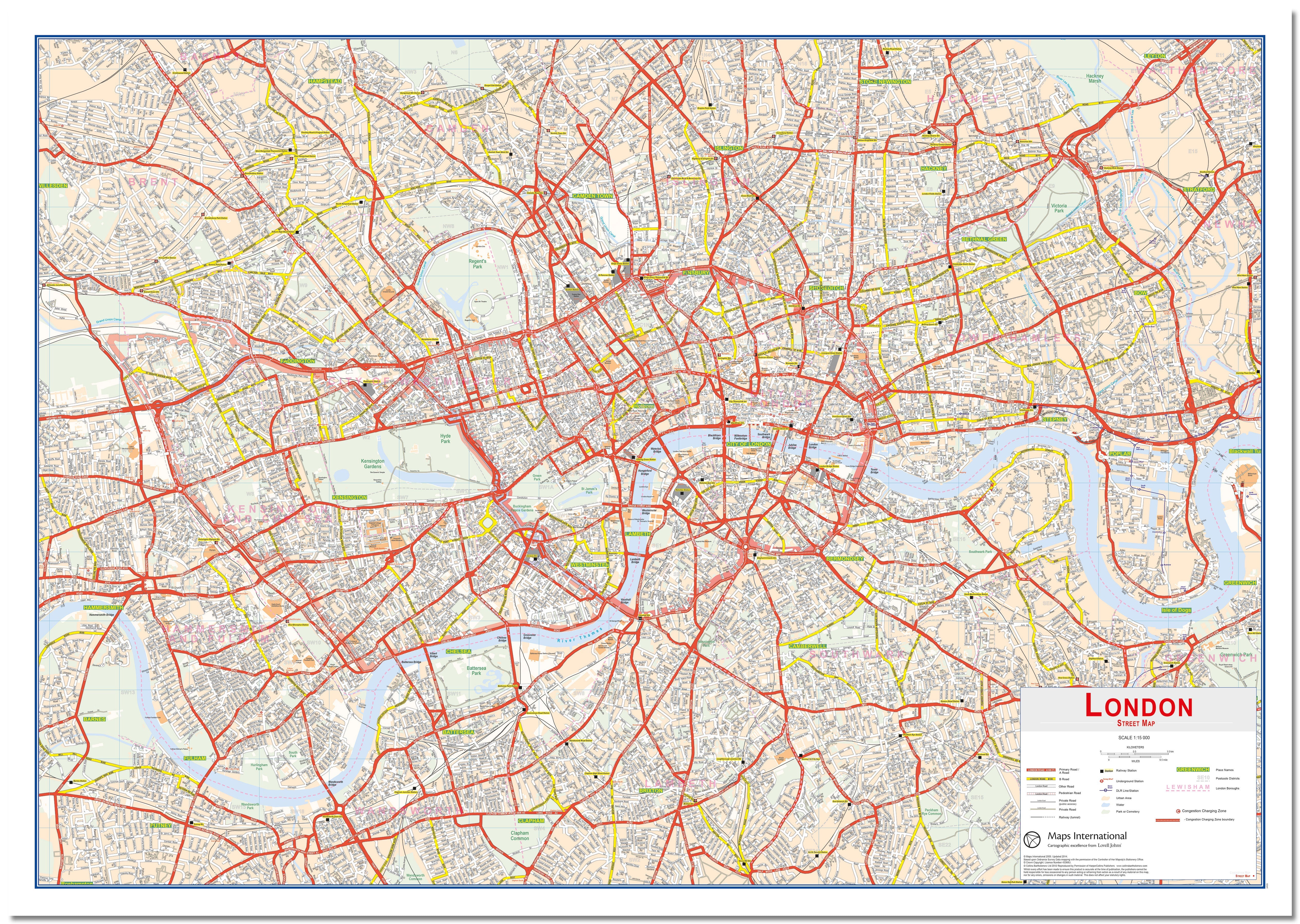 UK00029_H_LMBRD - Central London street Wall Map