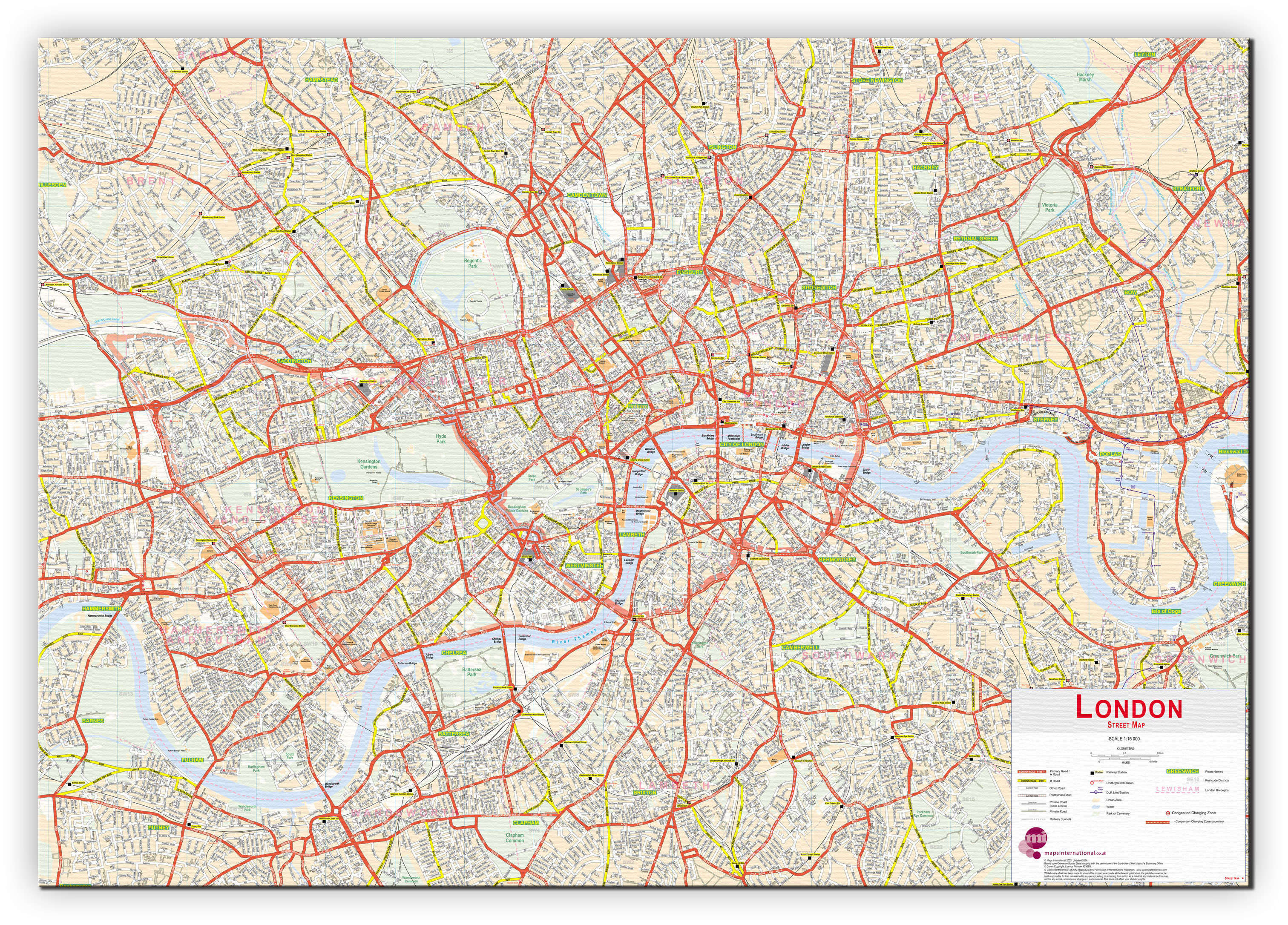 UK00029_L_CANVA - Central London street Wall Map