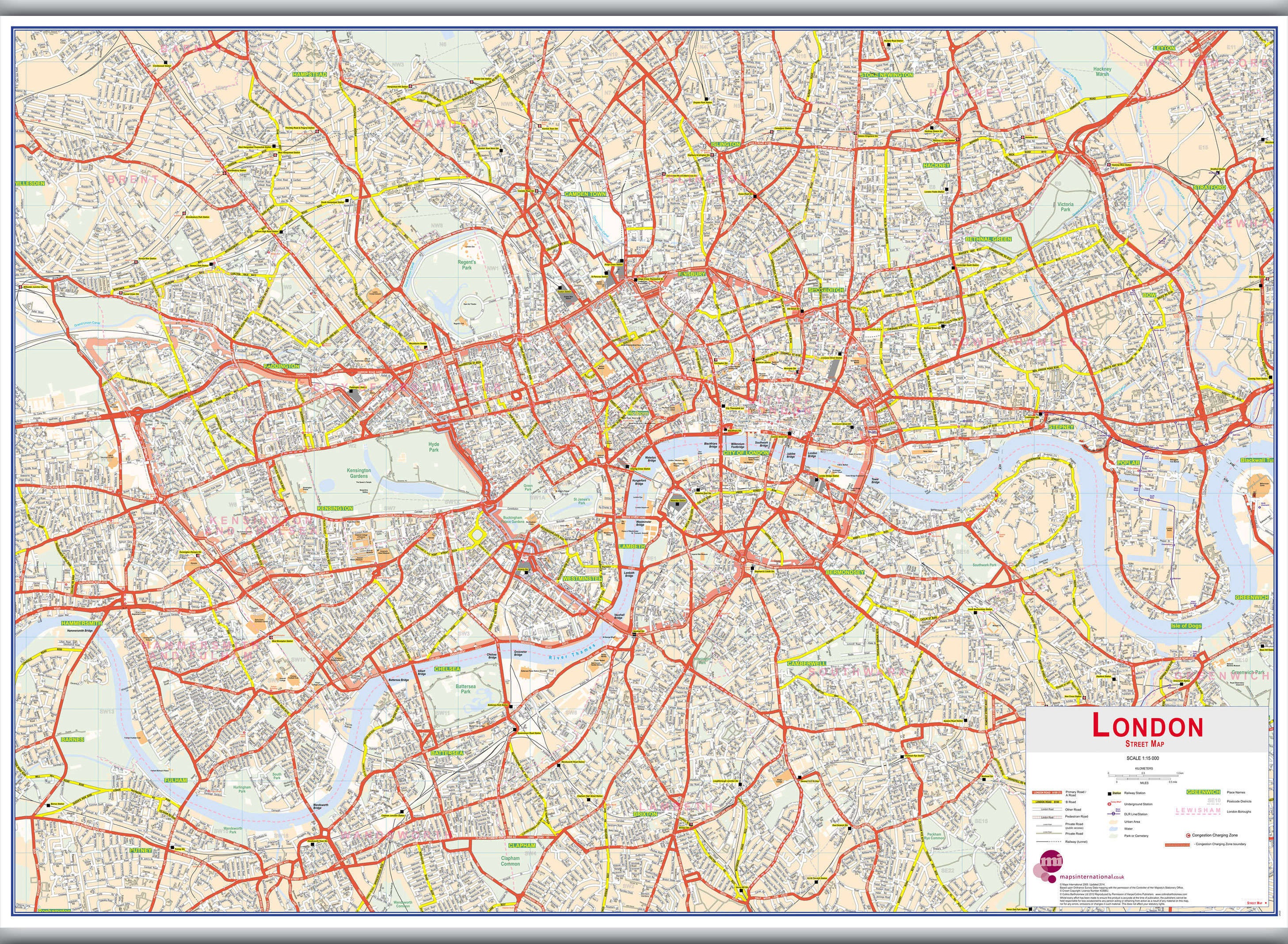 UK00029_L_CANHB - Central London street Wall Map