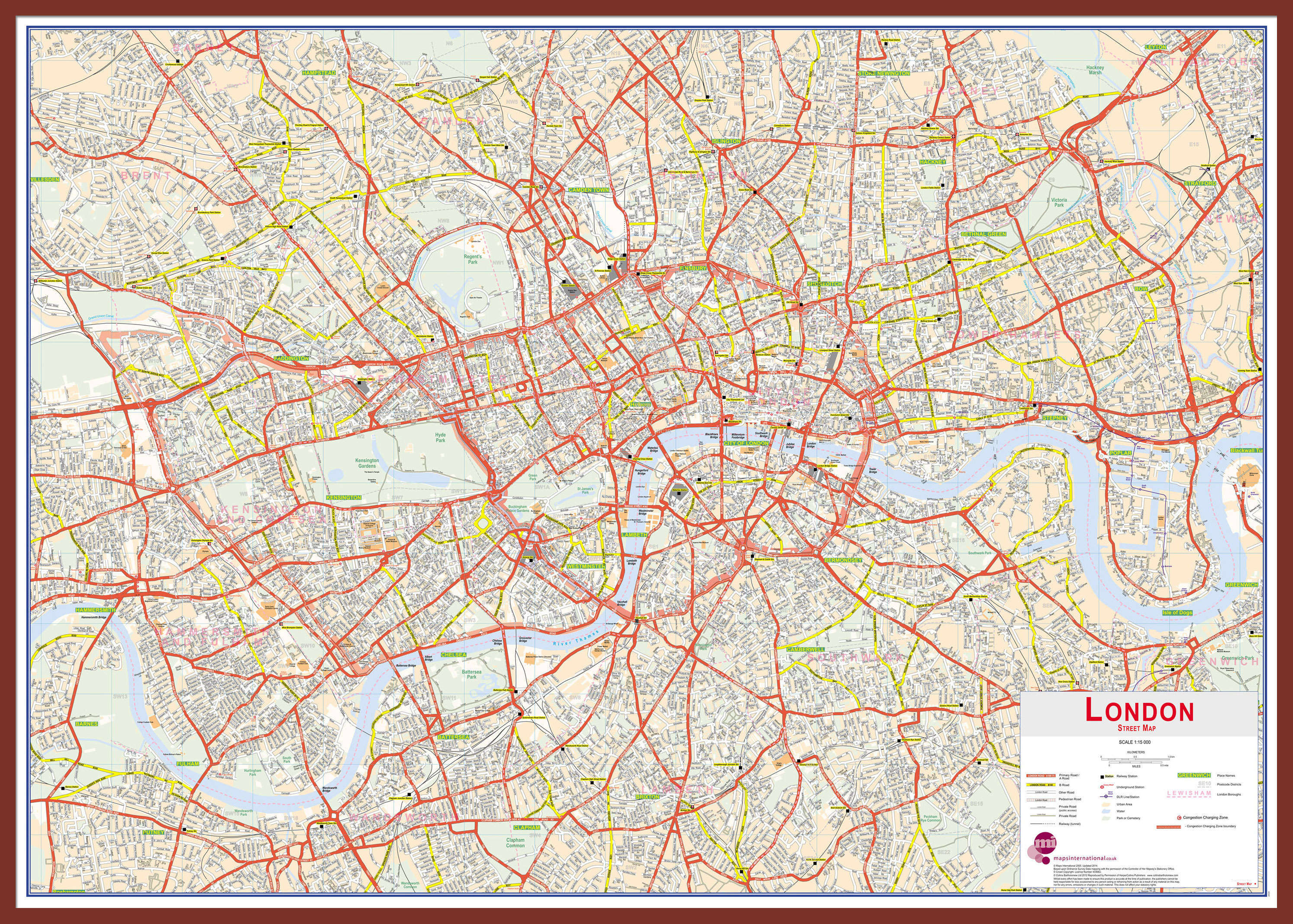 UK00029_L_LBDOK - Central London street Wall Map