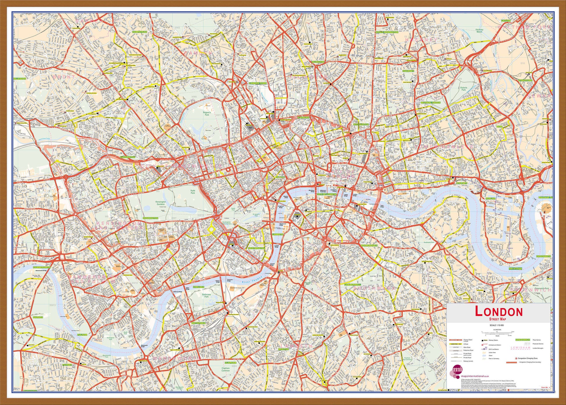 UK00029_L_LBWTE - Central London street Wall Map