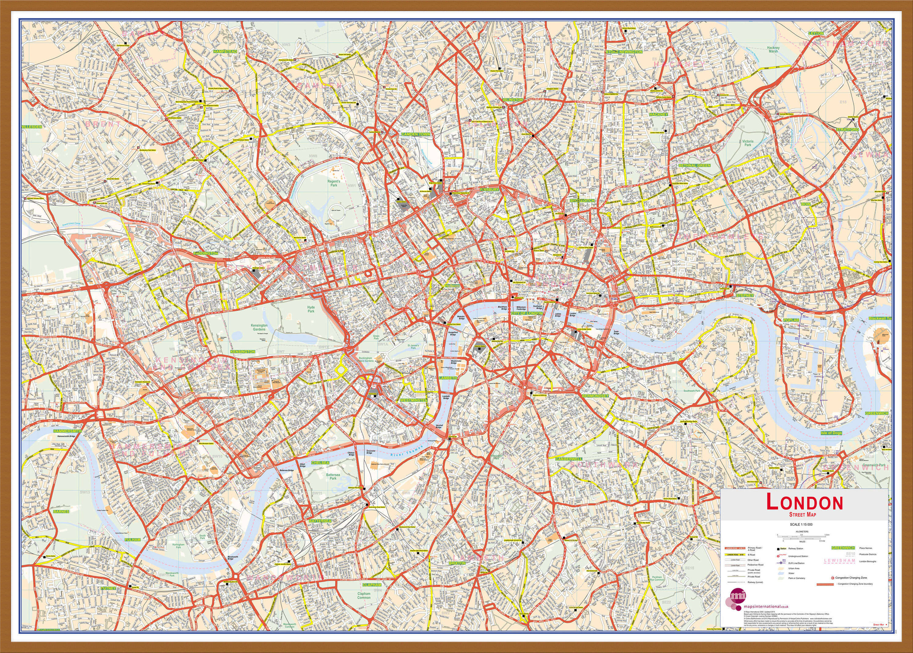 UK00029_L_LBWTE - Central London street Wall Map