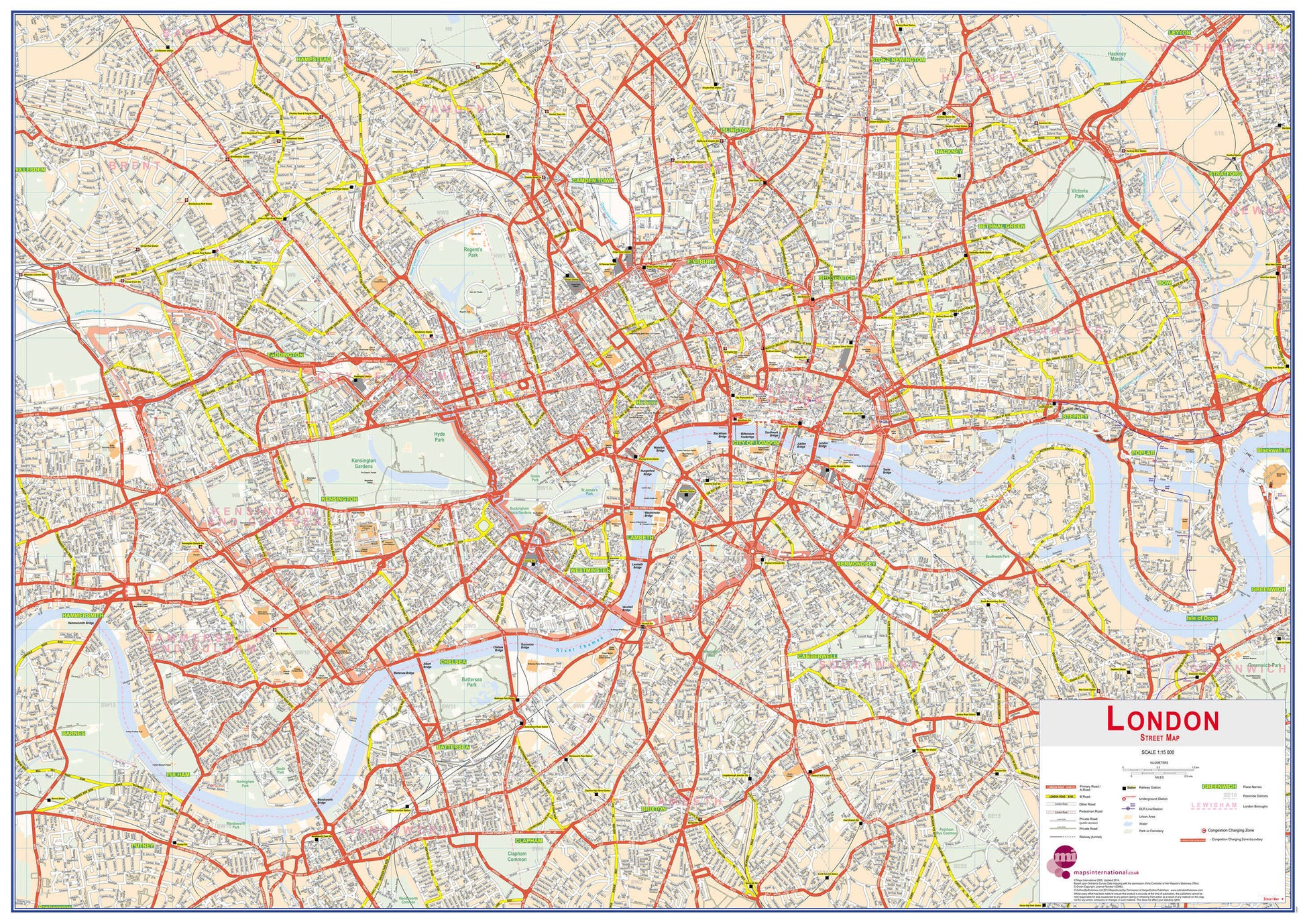 UK00029_L_LAMIN - Central London street Wall Map