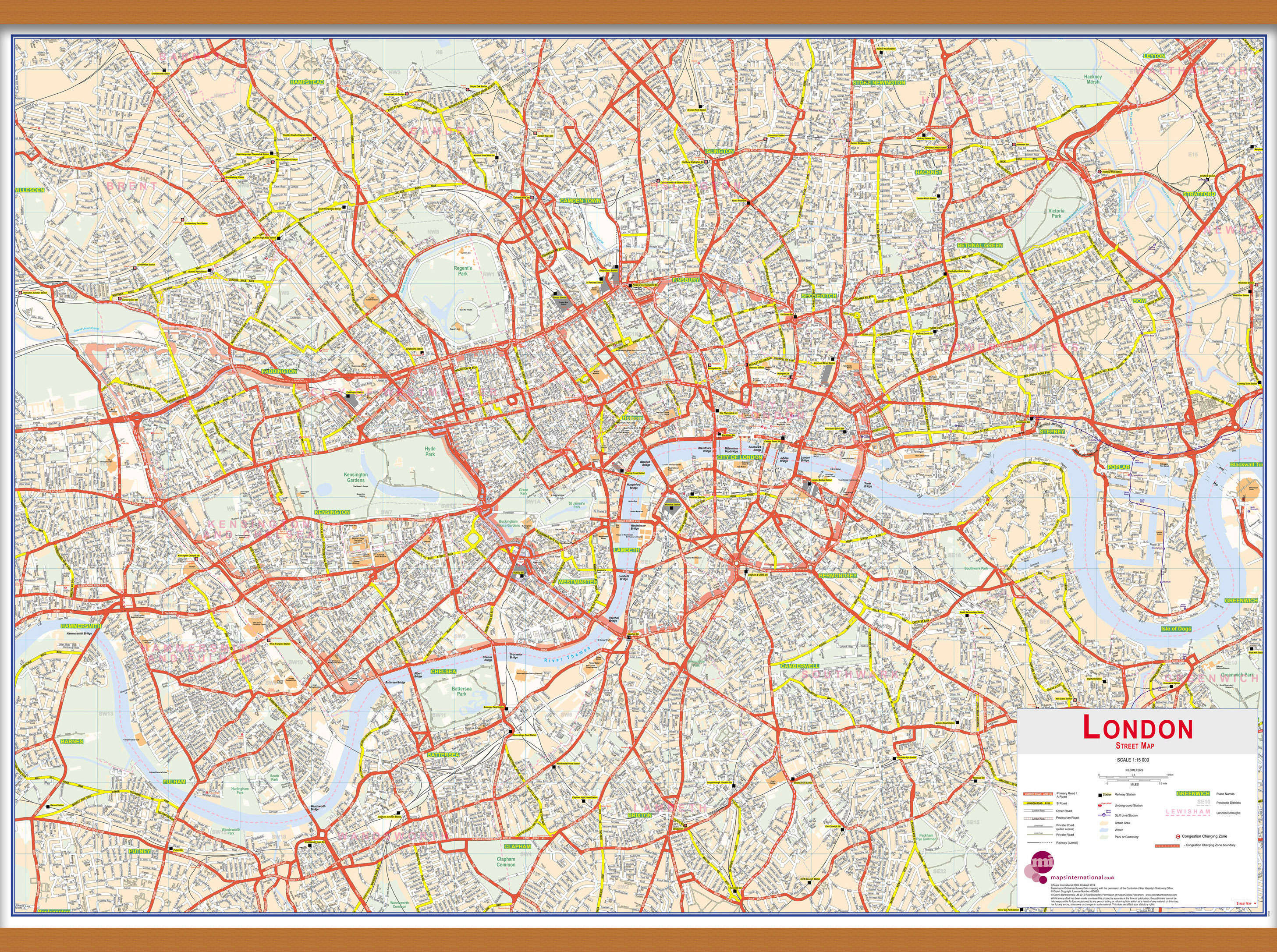 UK00029_H_LWDHB - Central London street Wall Map