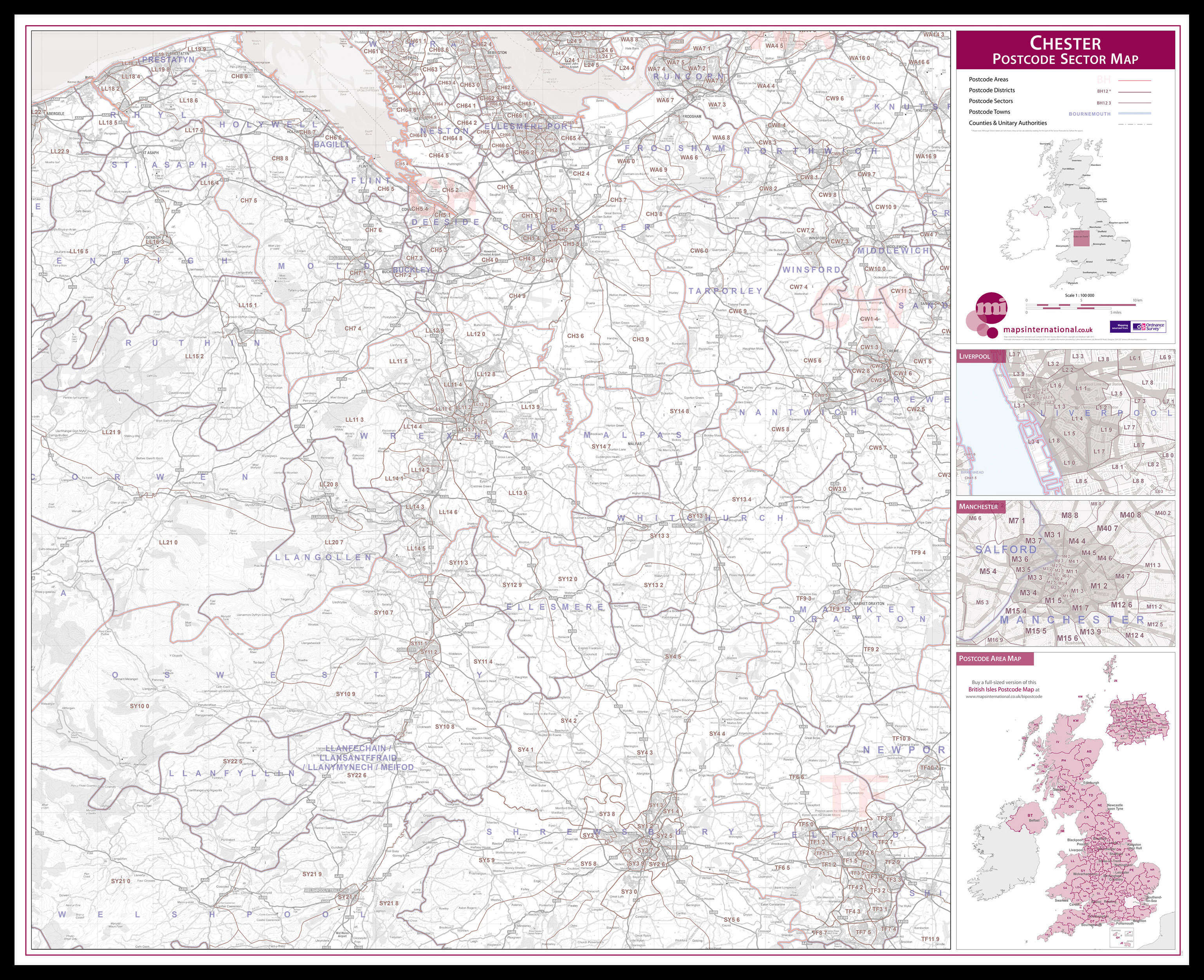 UK00768_L_LBDBL - Chester Postcode Sector Map
