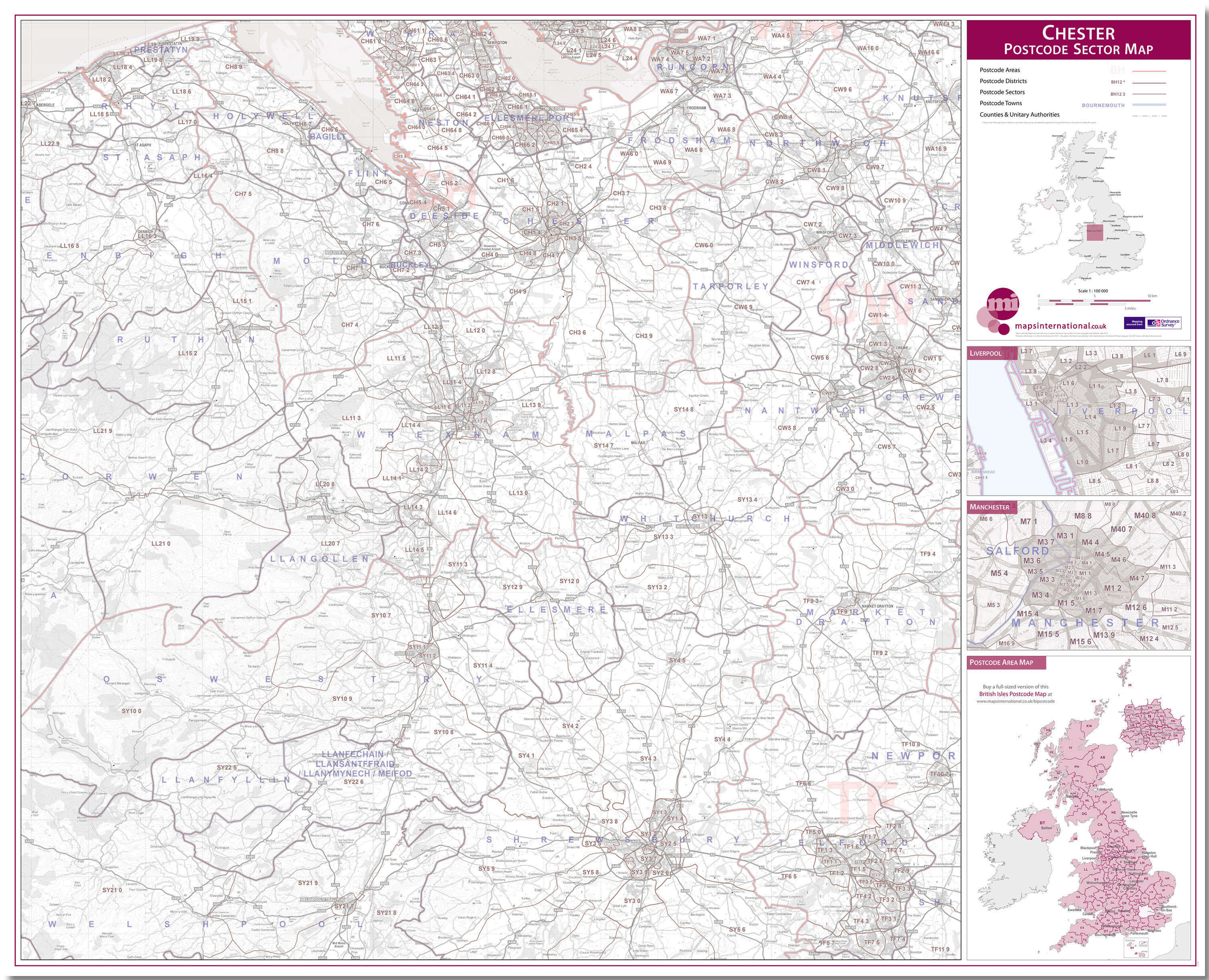 UK00768_L_LMBRD - Chester Postcode Sector Map