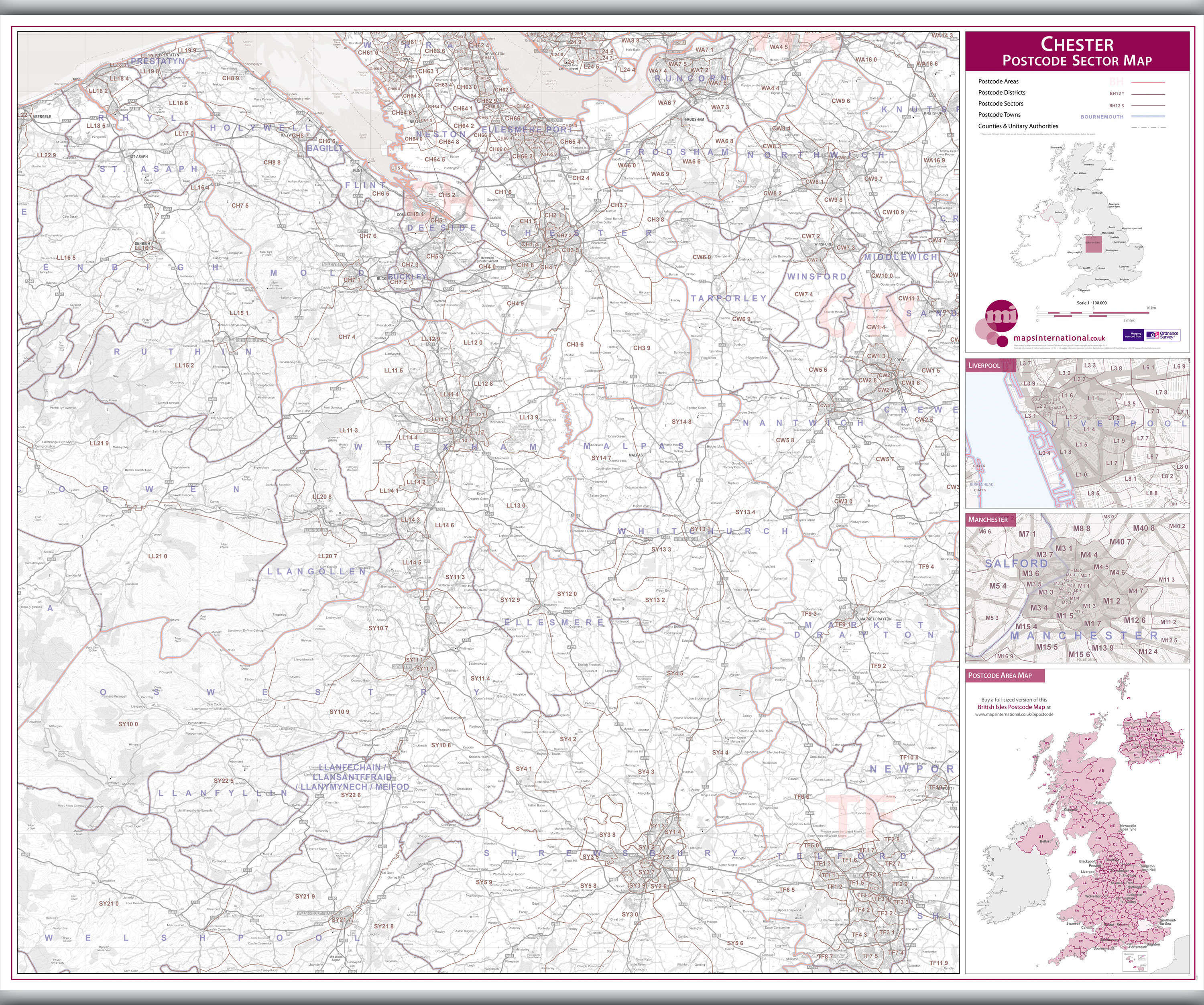 UK00768_L_LAMHB - Chester Postcode Sector Map