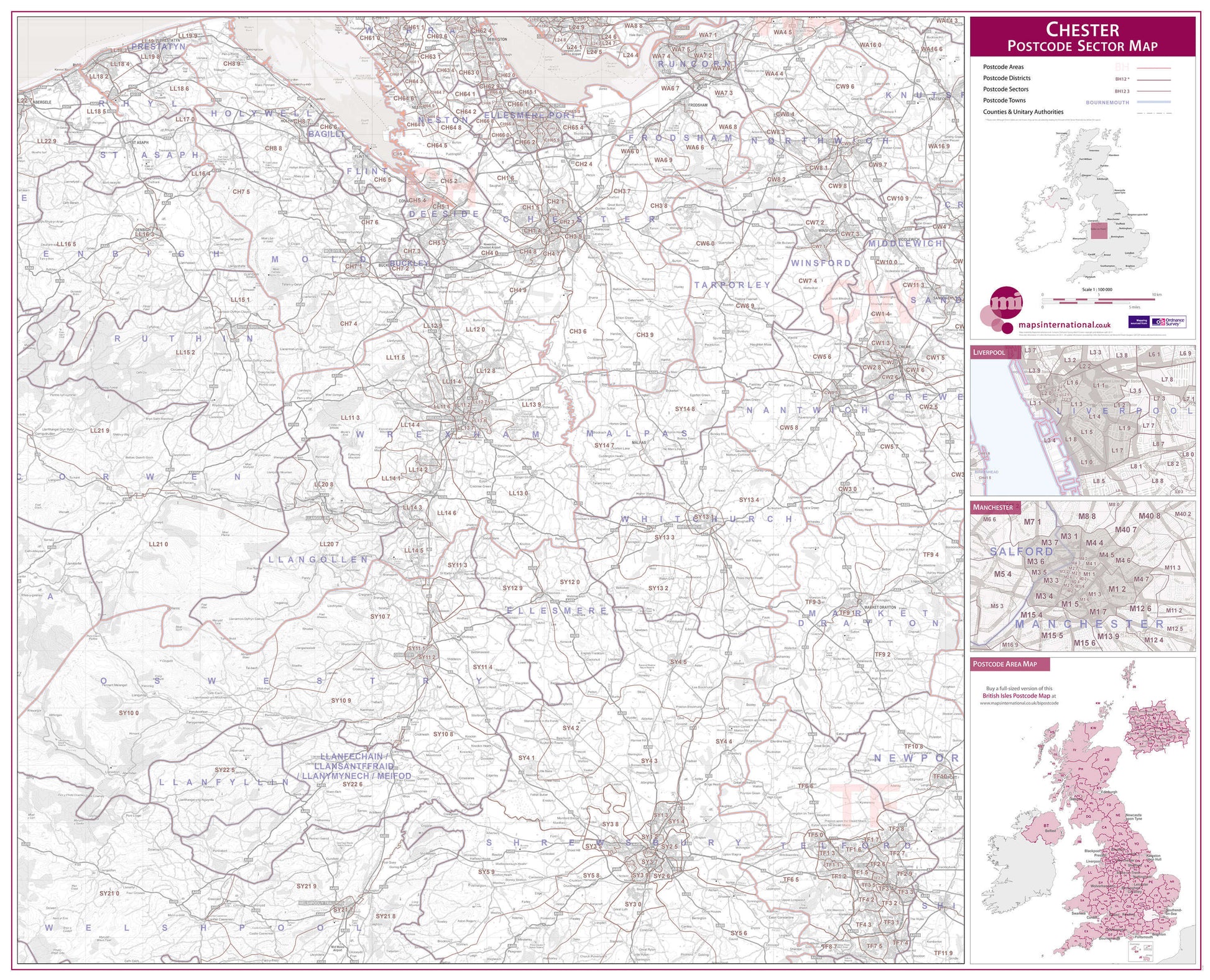 UK00768_L_LAMIN - Chester Postcode Sector Map