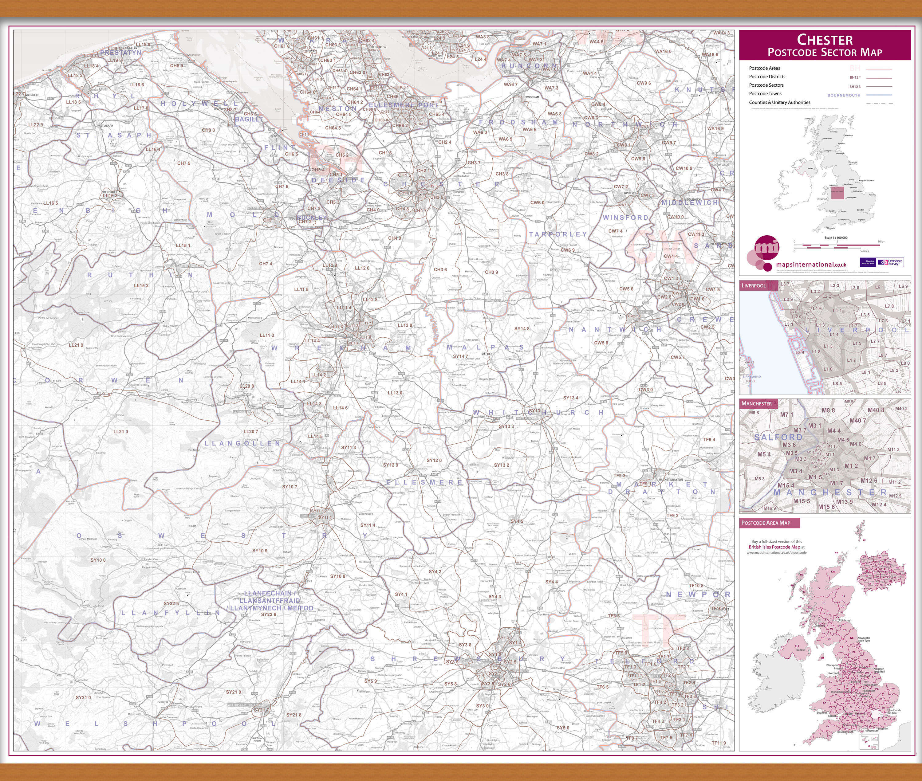 UK00768_L_LWDHB - Chester Postcode Sector Map