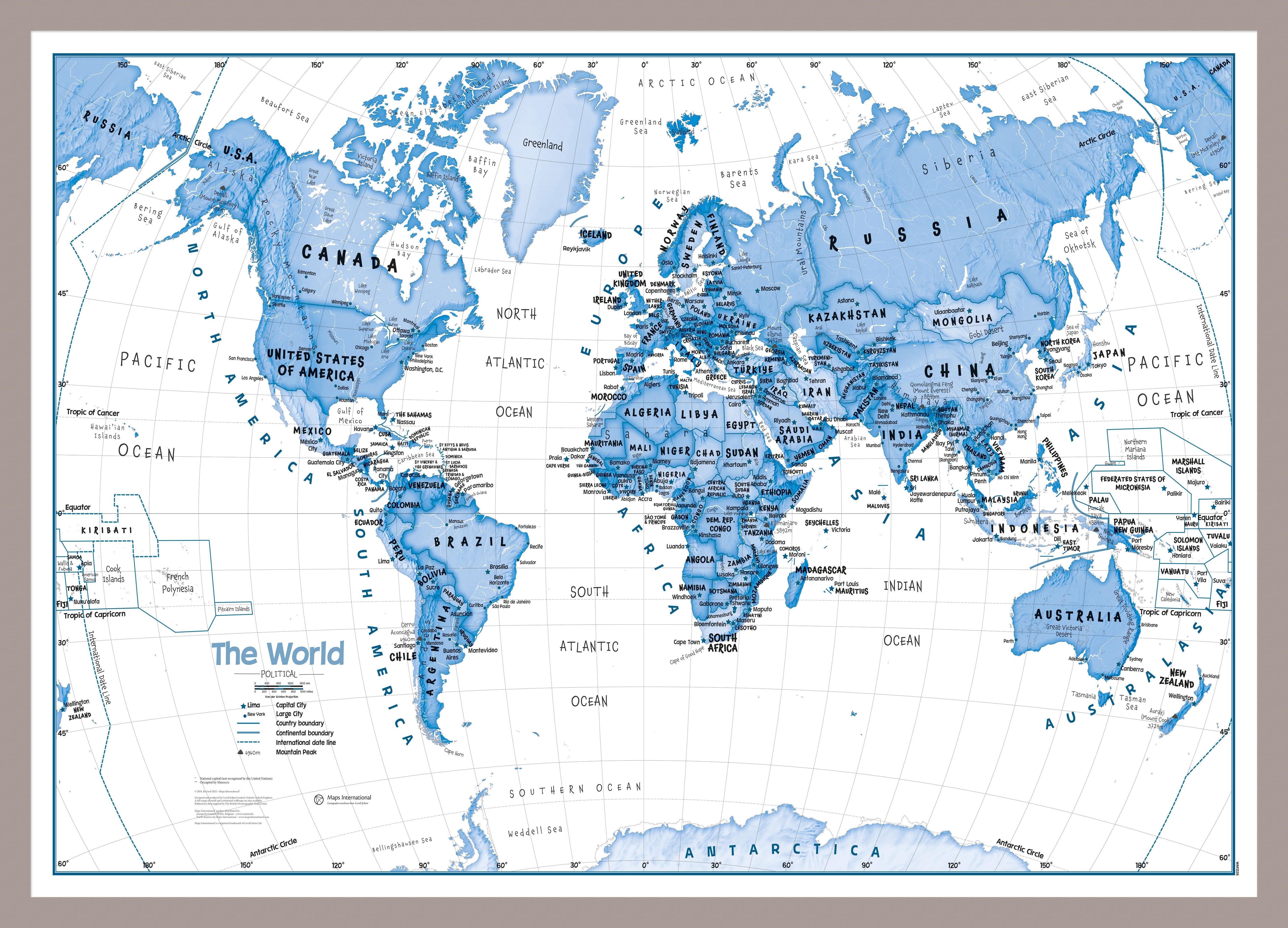 WM01228_M_PINAL - Children's Art Map of the World Blue