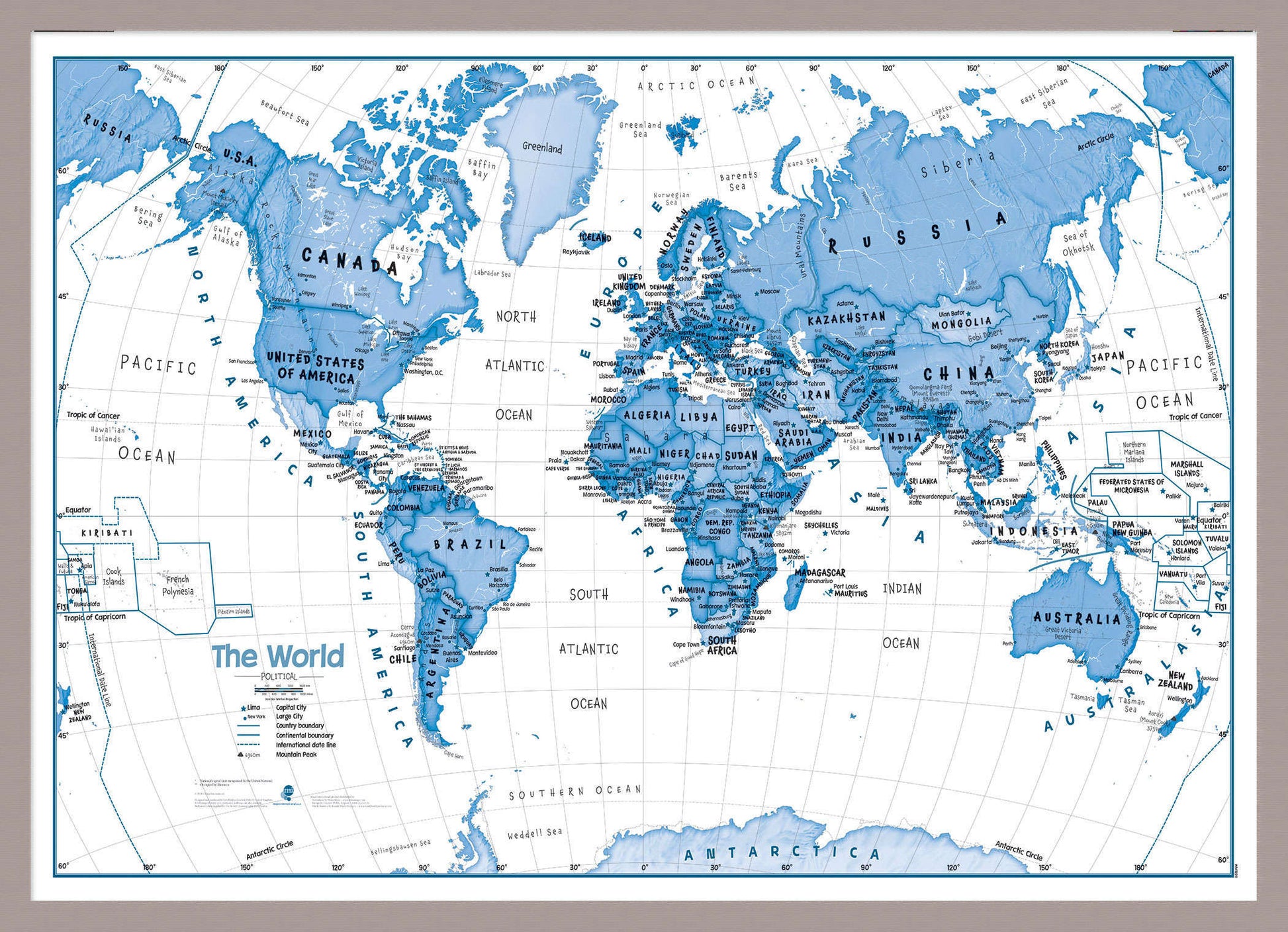 WM01228_M_PINAL - Children's Art Map of the World Blue