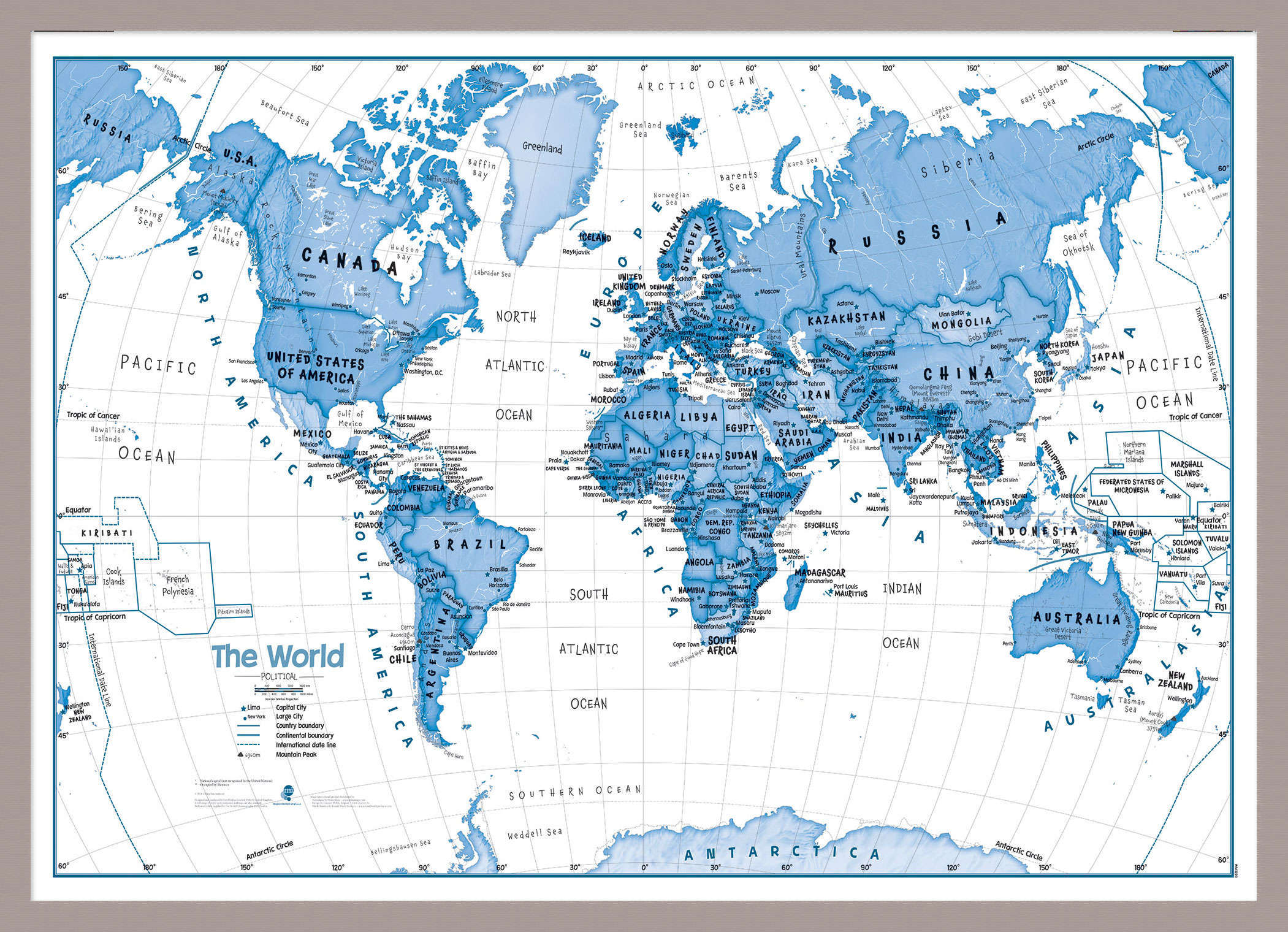WM01228_M_PINAL - Children's Art Map of the World Blue