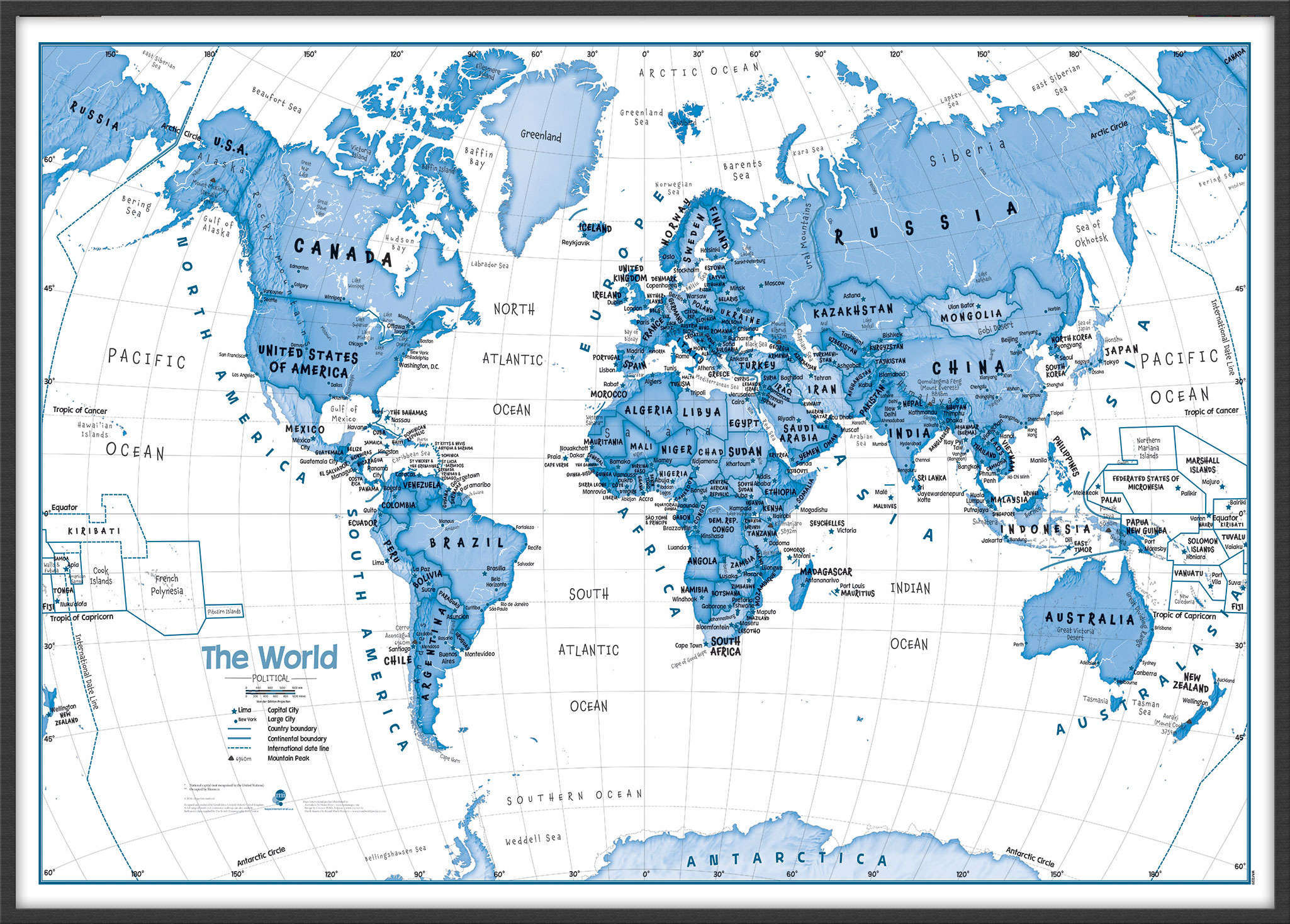 WM01228_L_LBWBL - Children's Art Map of the World Blue