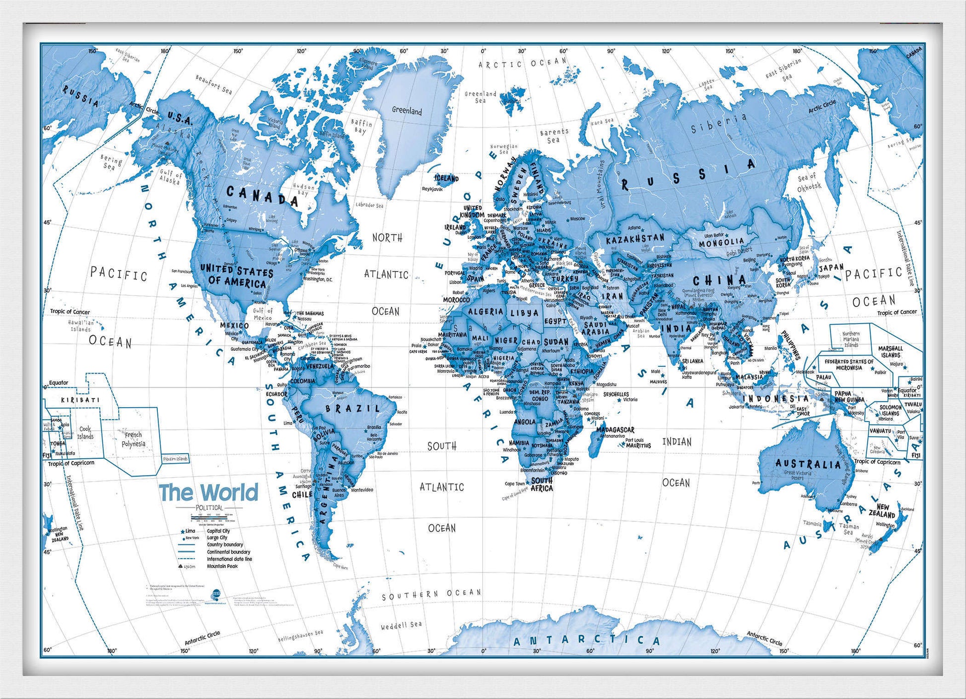 WM01228_M_BWWHI - Children's Art Map of the World Blue