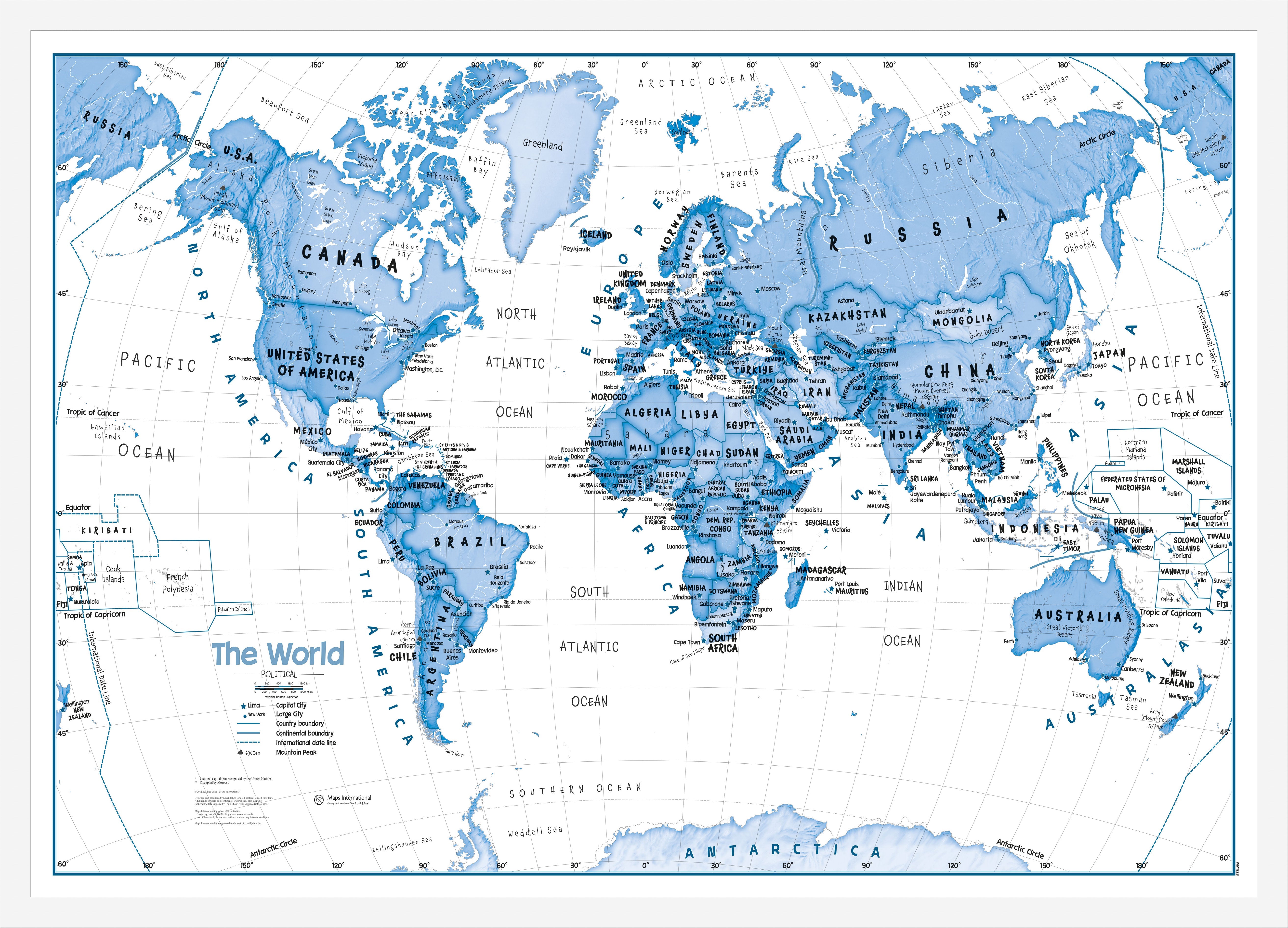 WM01228_M_WDWHI - Children's Art Map of the World Blue