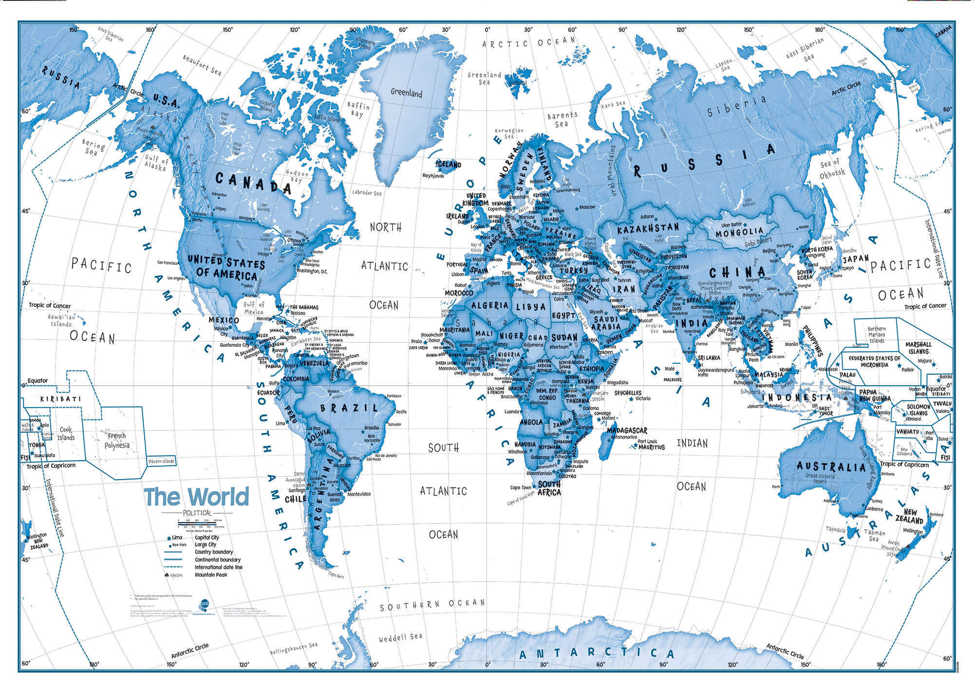 WM01228_M_CANRL - Children's Art Map of the World Blue