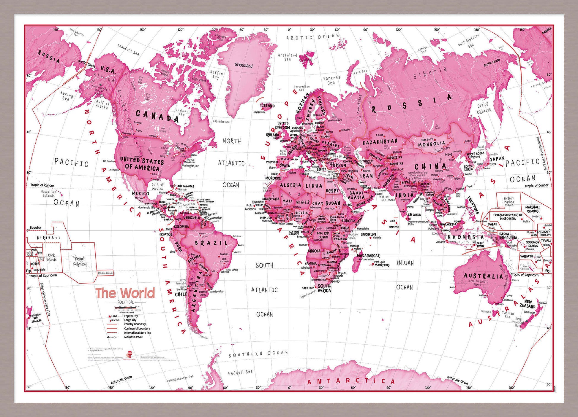 WM01229_M_PINAL - Children's Art Map of the World Pink