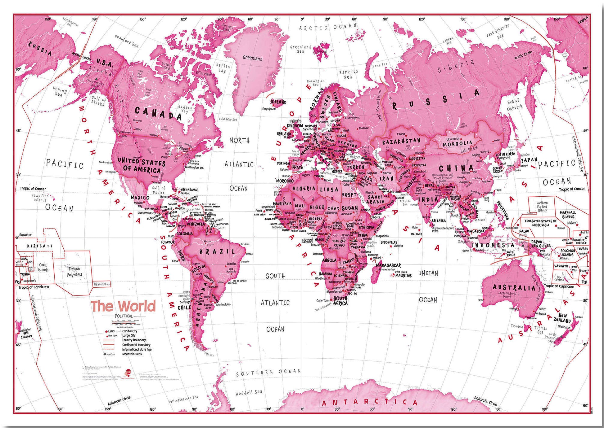 WM01229_M_PNBRD - Children's Art Map of the World Pink