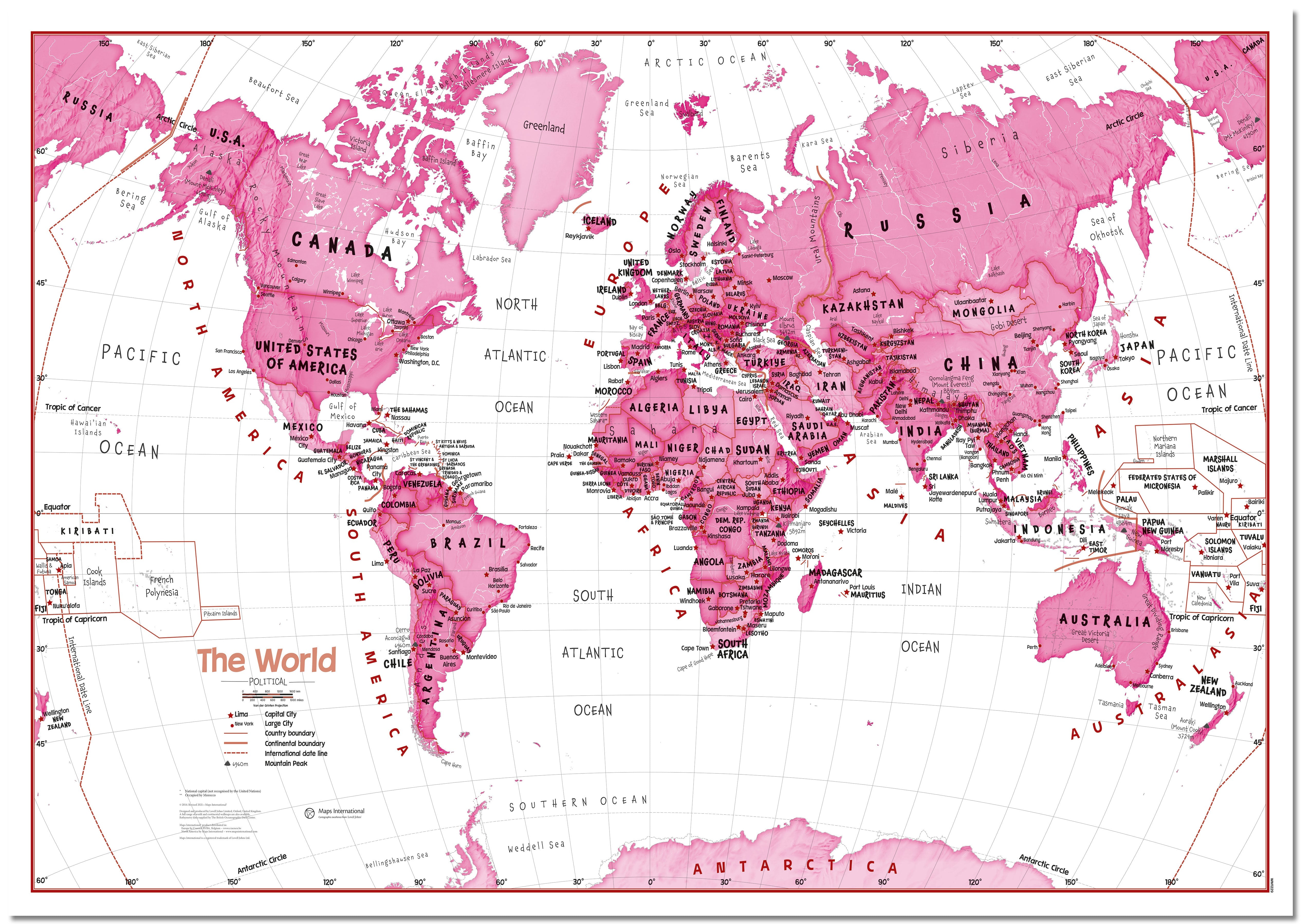 WM01229_L_LMBRD - Children's Art Map of the World Pink