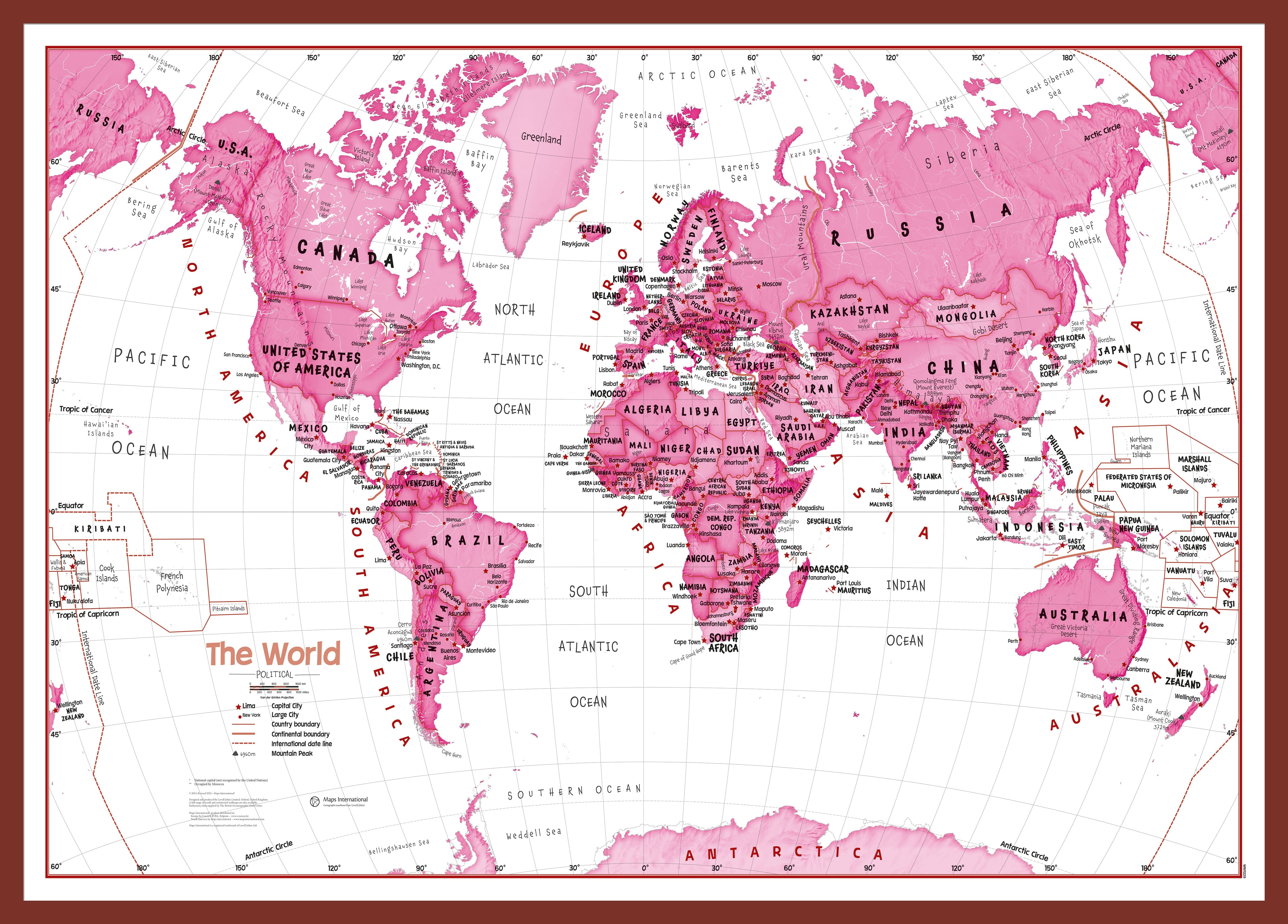WM01229_M_PINOK - Children's Art Map of the World Pink