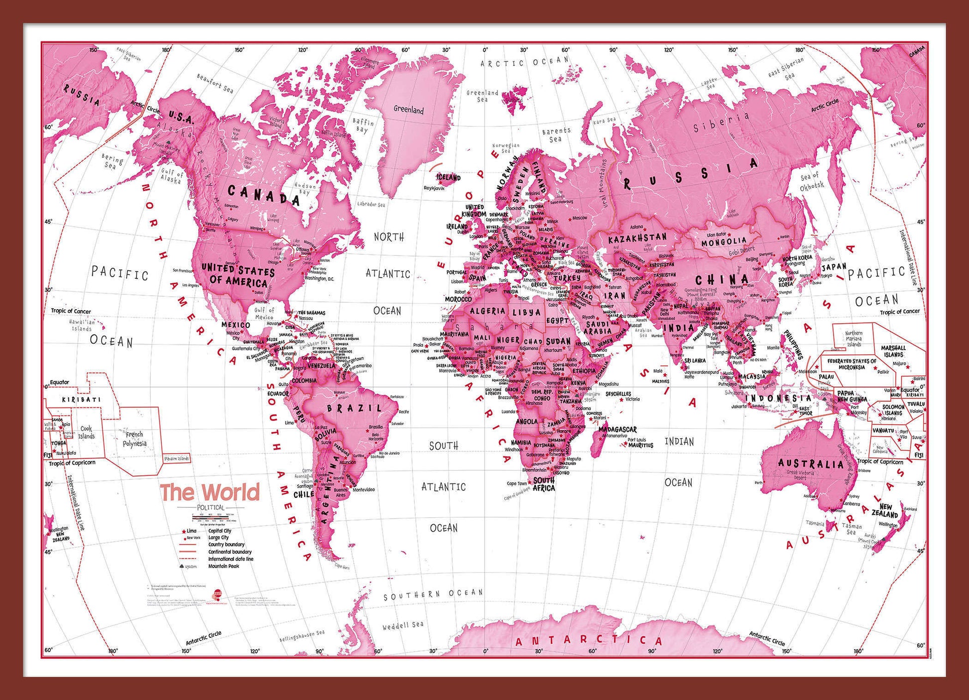 WM01229_M_PINOK - Children's Art Map of the World Pink