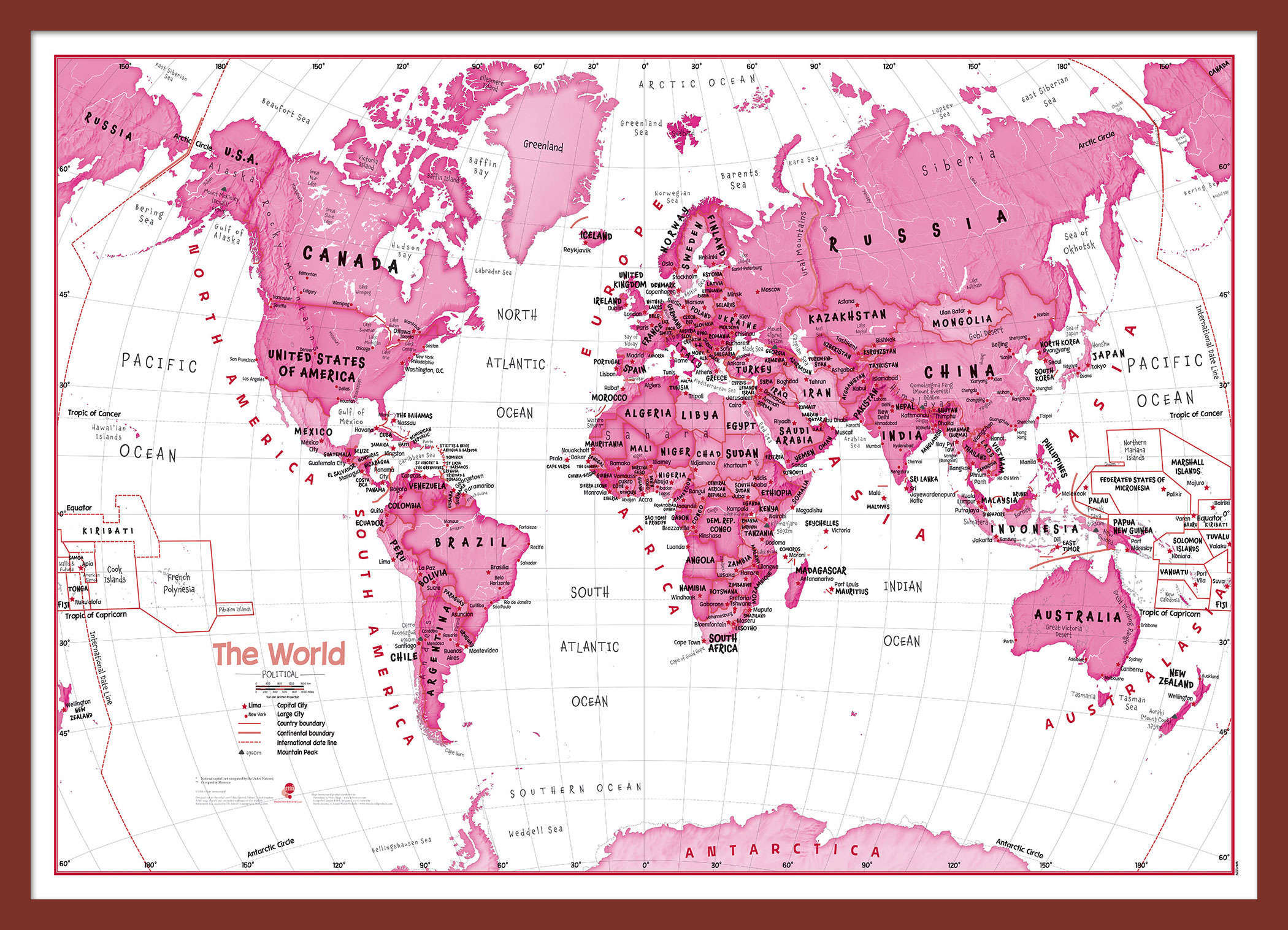 WM01229_M_PINOK - Children's Art Map of the World Pink