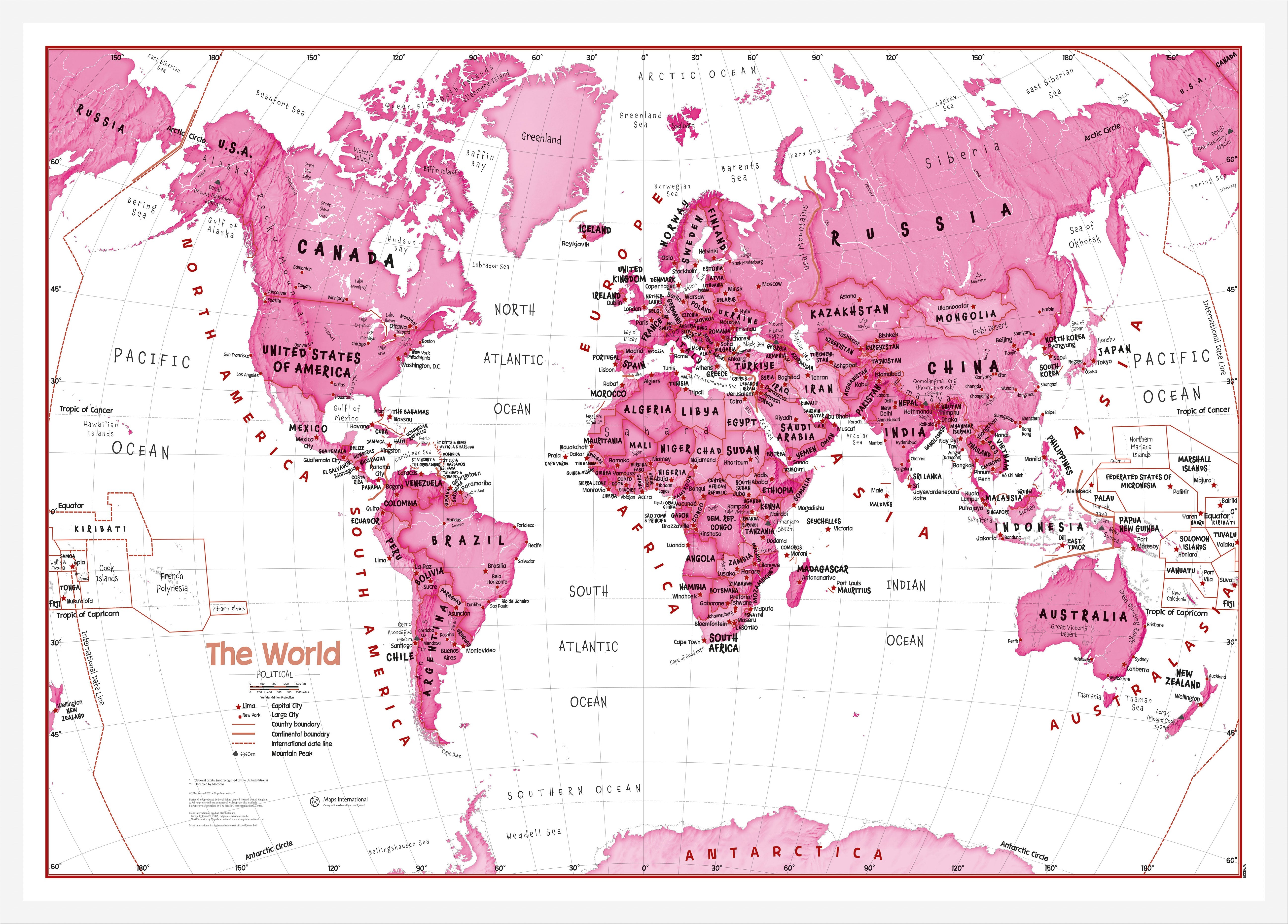 WM01229_L_WDWHI - Children's Art Map of the World Pink