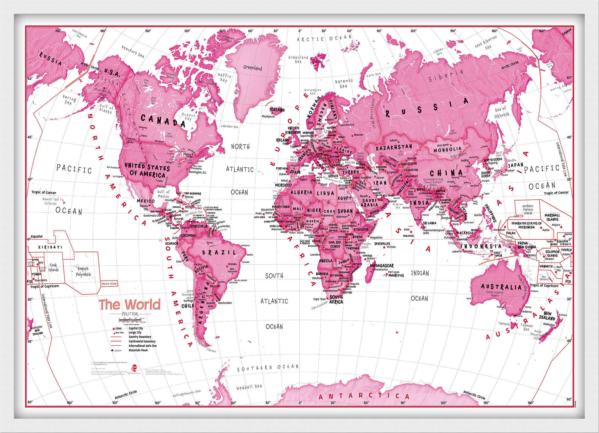 WM01229_M_BWWHI - Children's Art Map of the World Pink