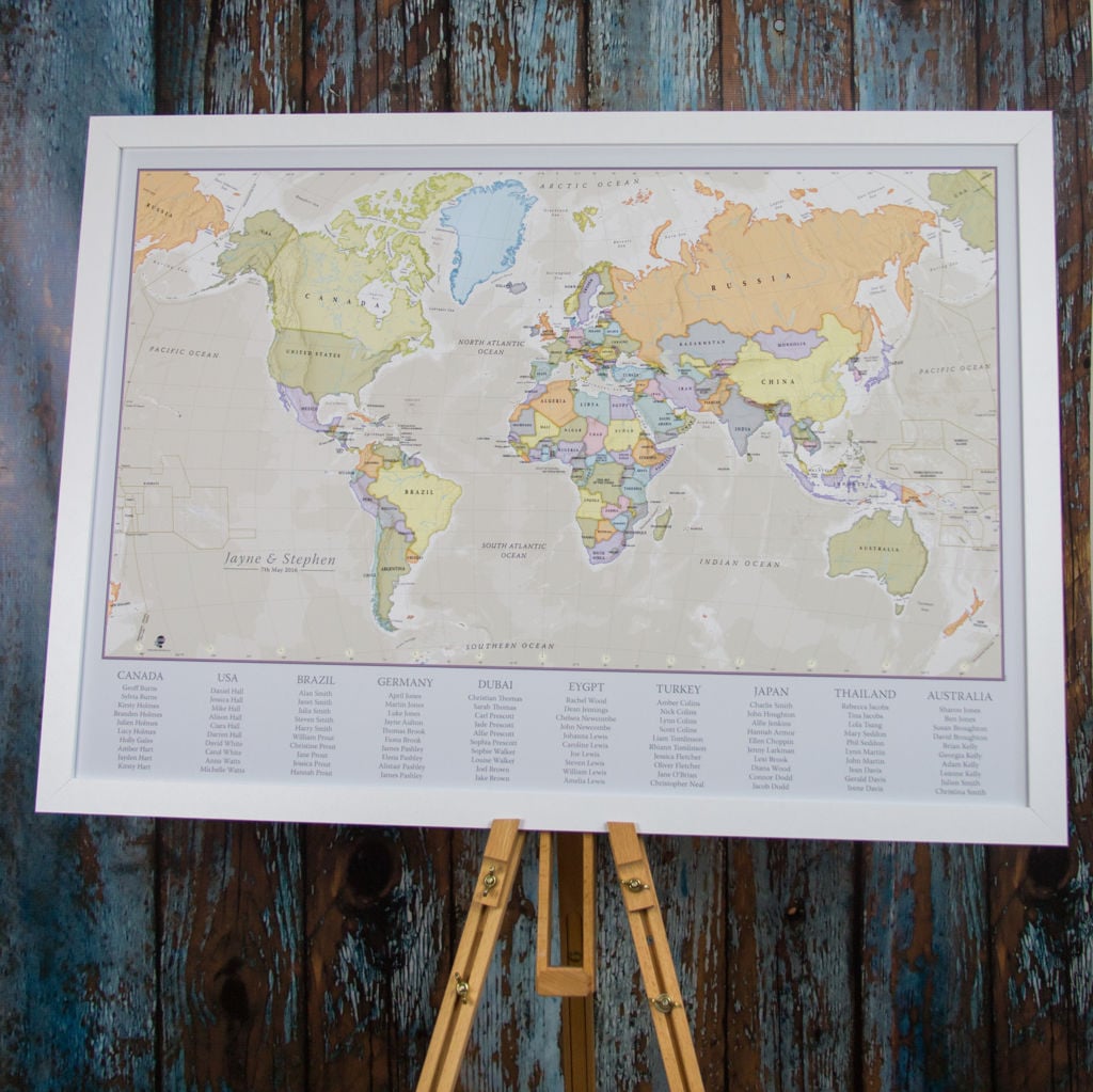 PS01539_M_BWWHI - Classic World Map Wedding Table Plan