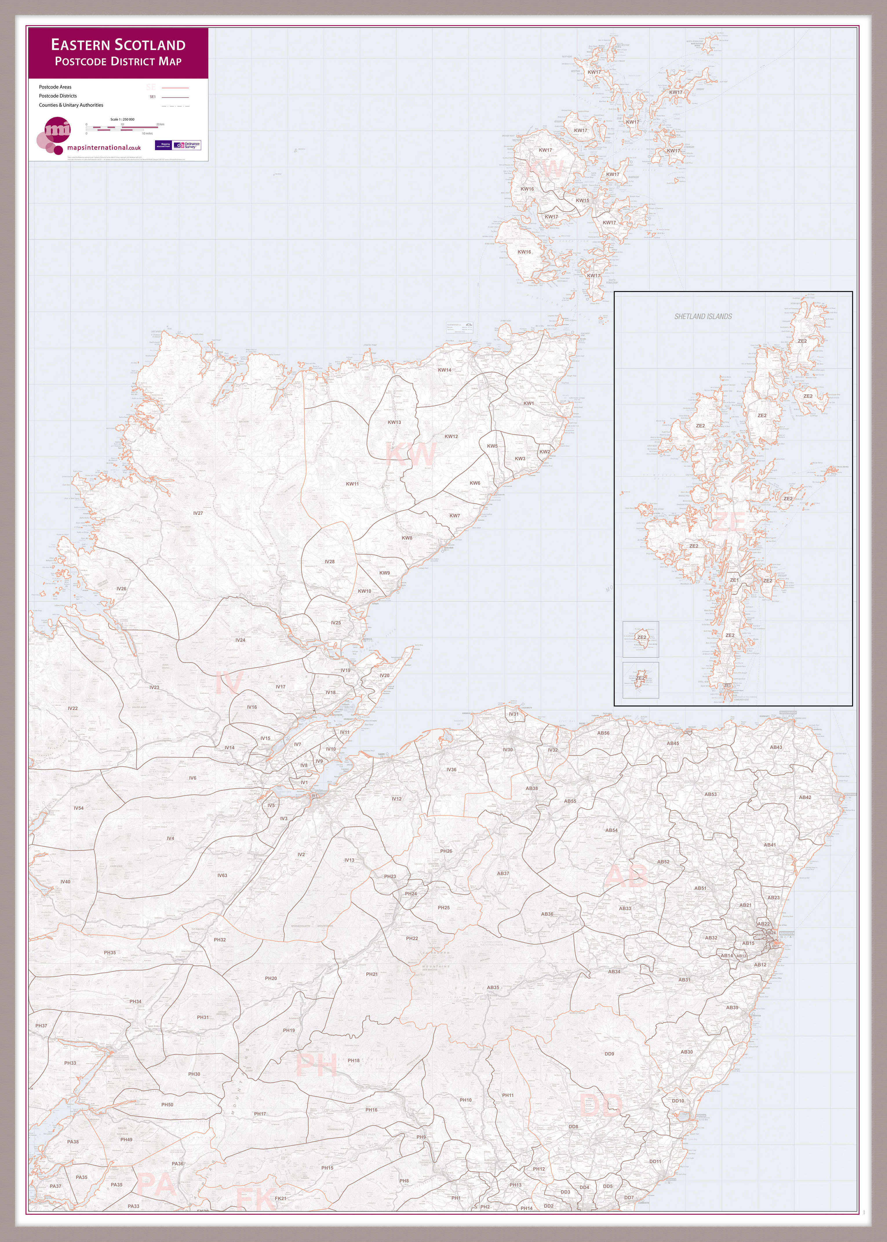 UK00034_L_LBDAL - East Scotland (incl. Orkney and Shetlands) Postcode District Map