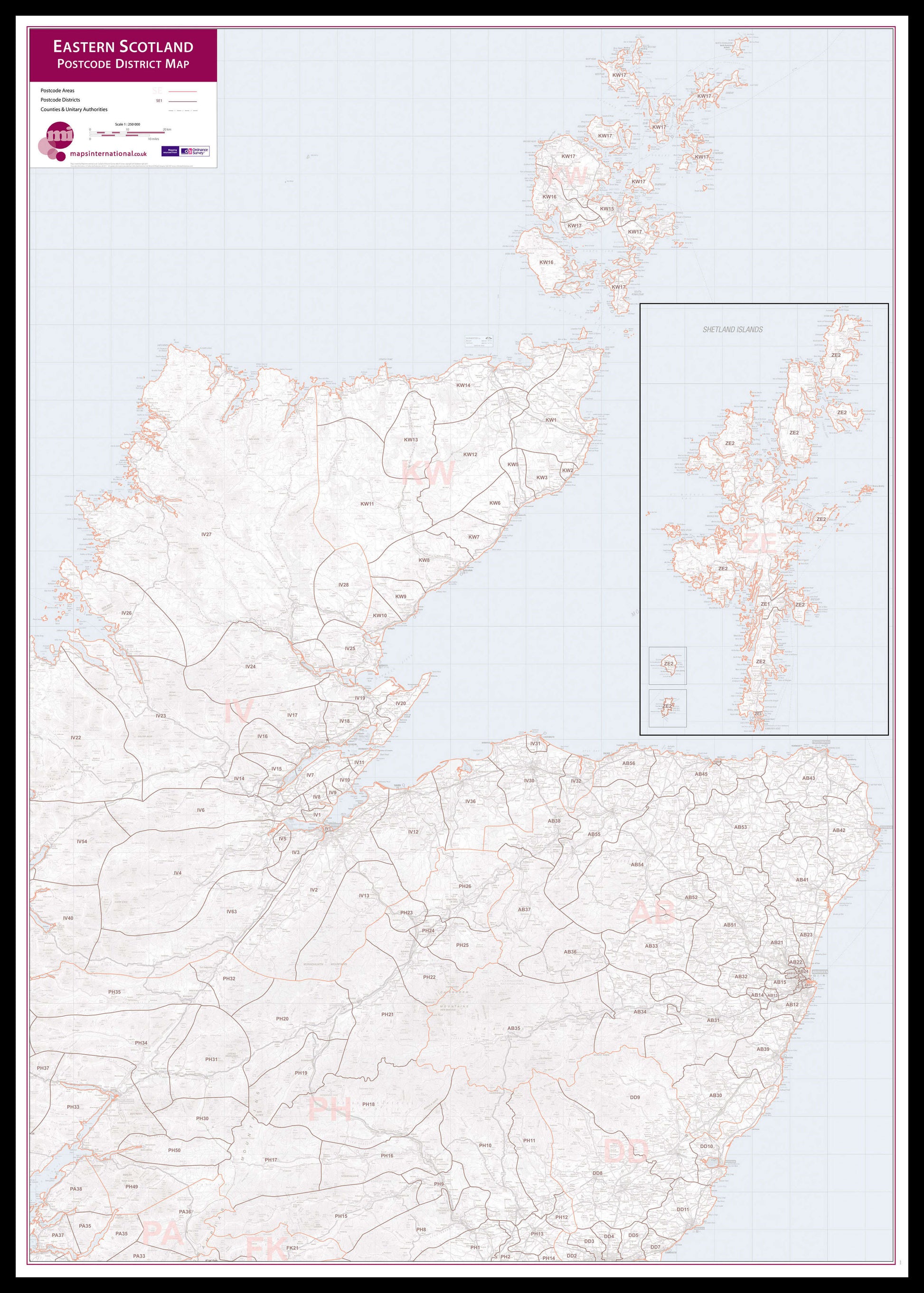 UK00034_L_LBDBL - East Scotland (incl. Orkney and Shetlands) Postcode District Map