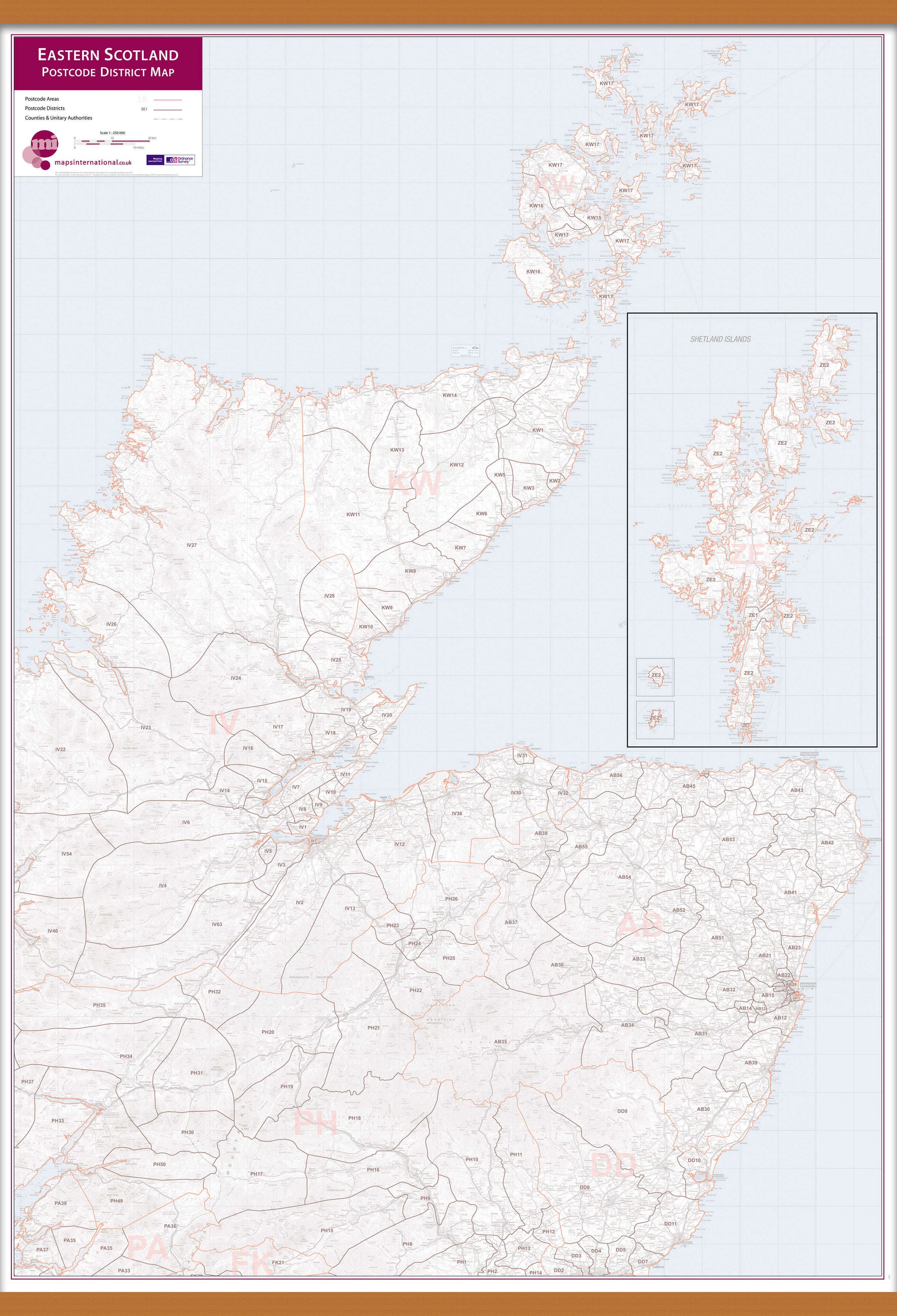 UK00034_L_LWDHB - East Scotland (incl. Orkney and Shetlands) Postcode District Map