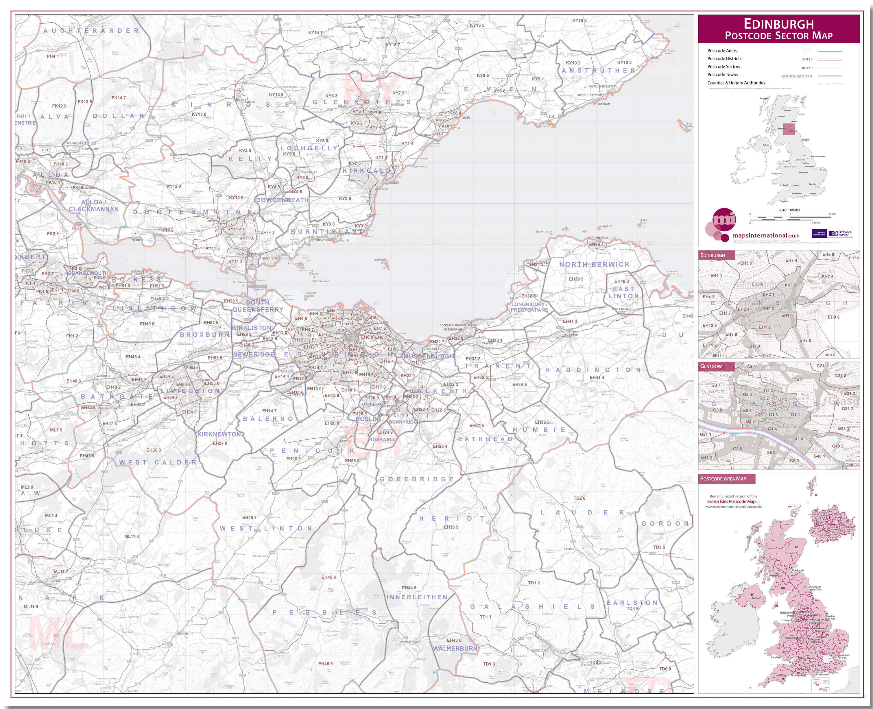UK00769_L_LMBRD - Edinburgh Postcode Sector Map