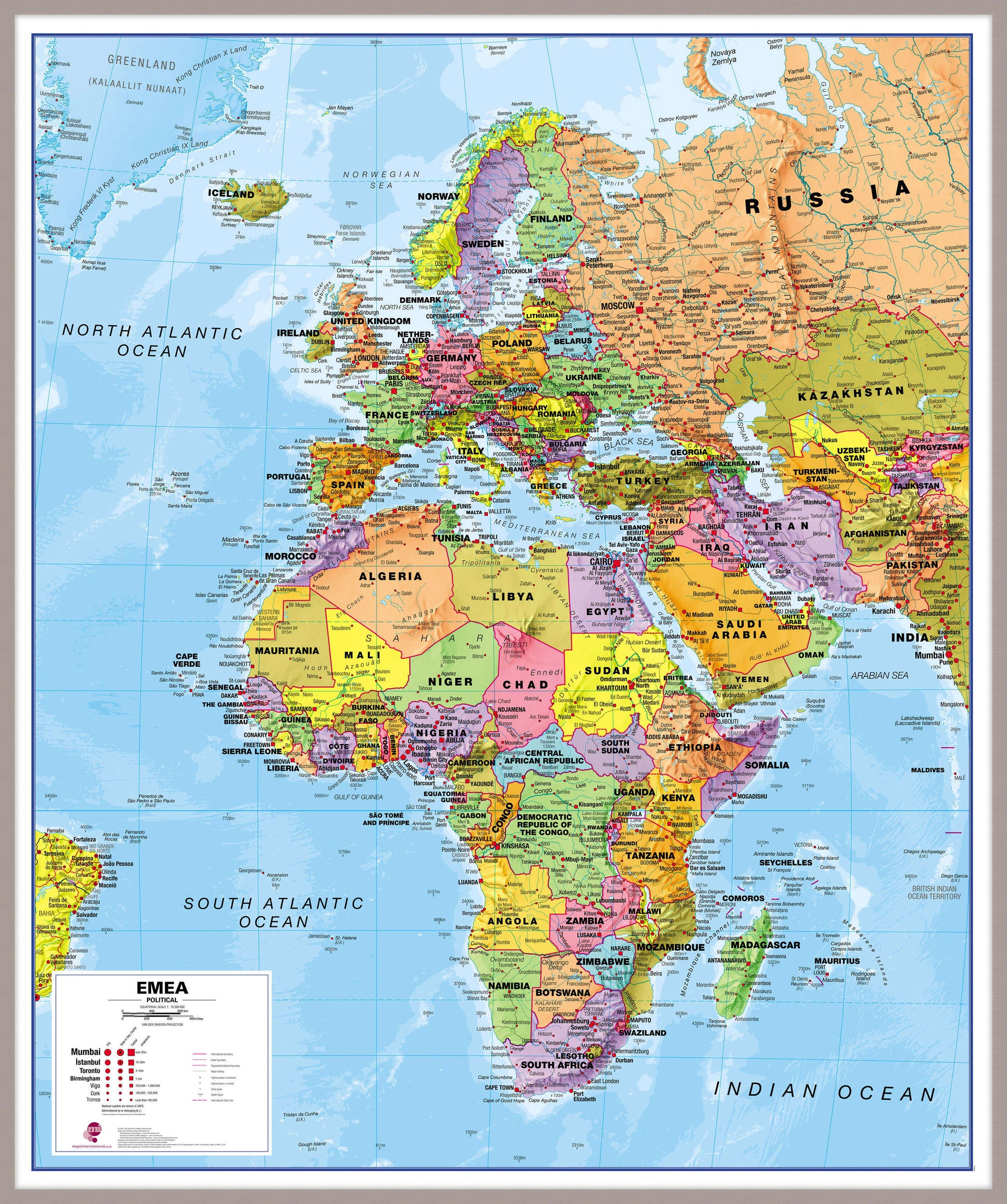 CT00800_L_LBDAL - Europe Middle East Africa (EMEA) Political Map