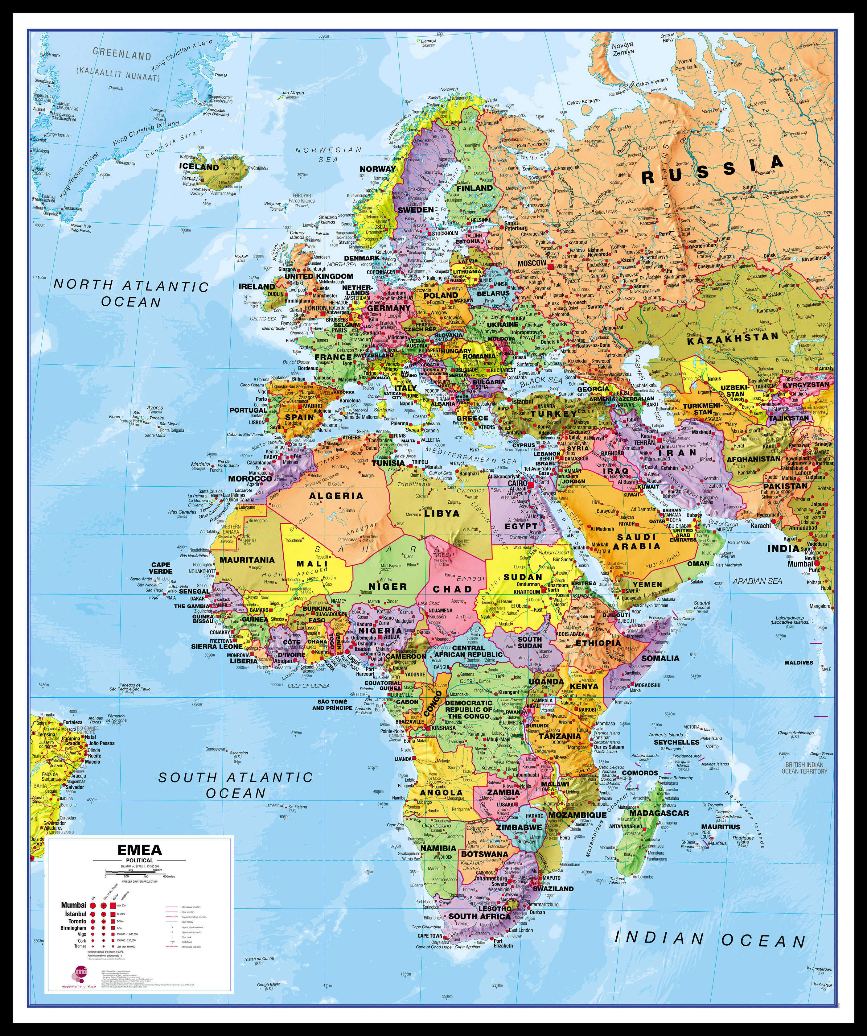 CT00800_L_LBDBL - Europe Middle East Africa (EMEA) Political Map