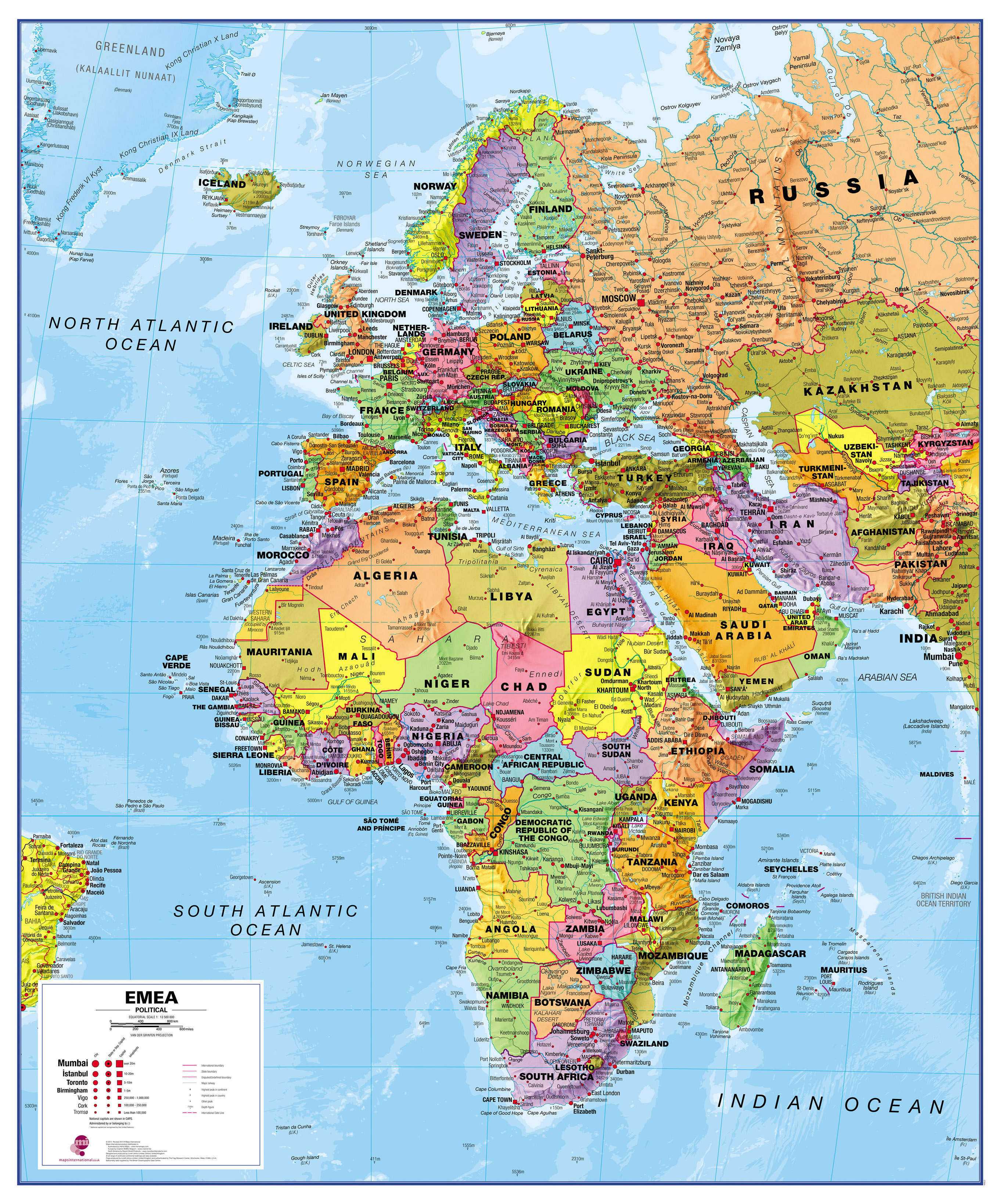 CT00800_L_PAPER - Europe Middle East Africa (EMEA) Political Map