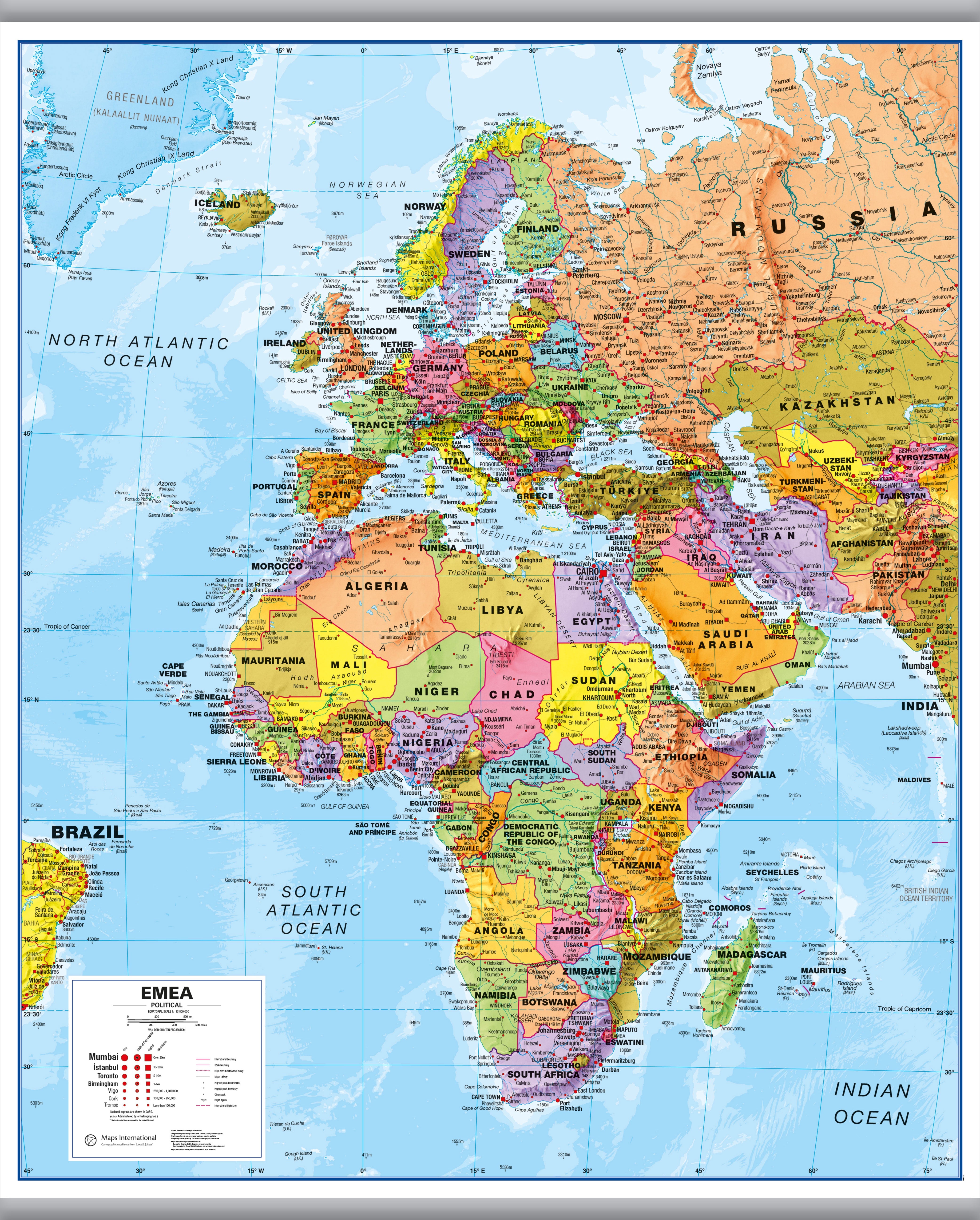 CT00800_L_LAMHB - Europe Middle East Africa (EMEA) Political Map