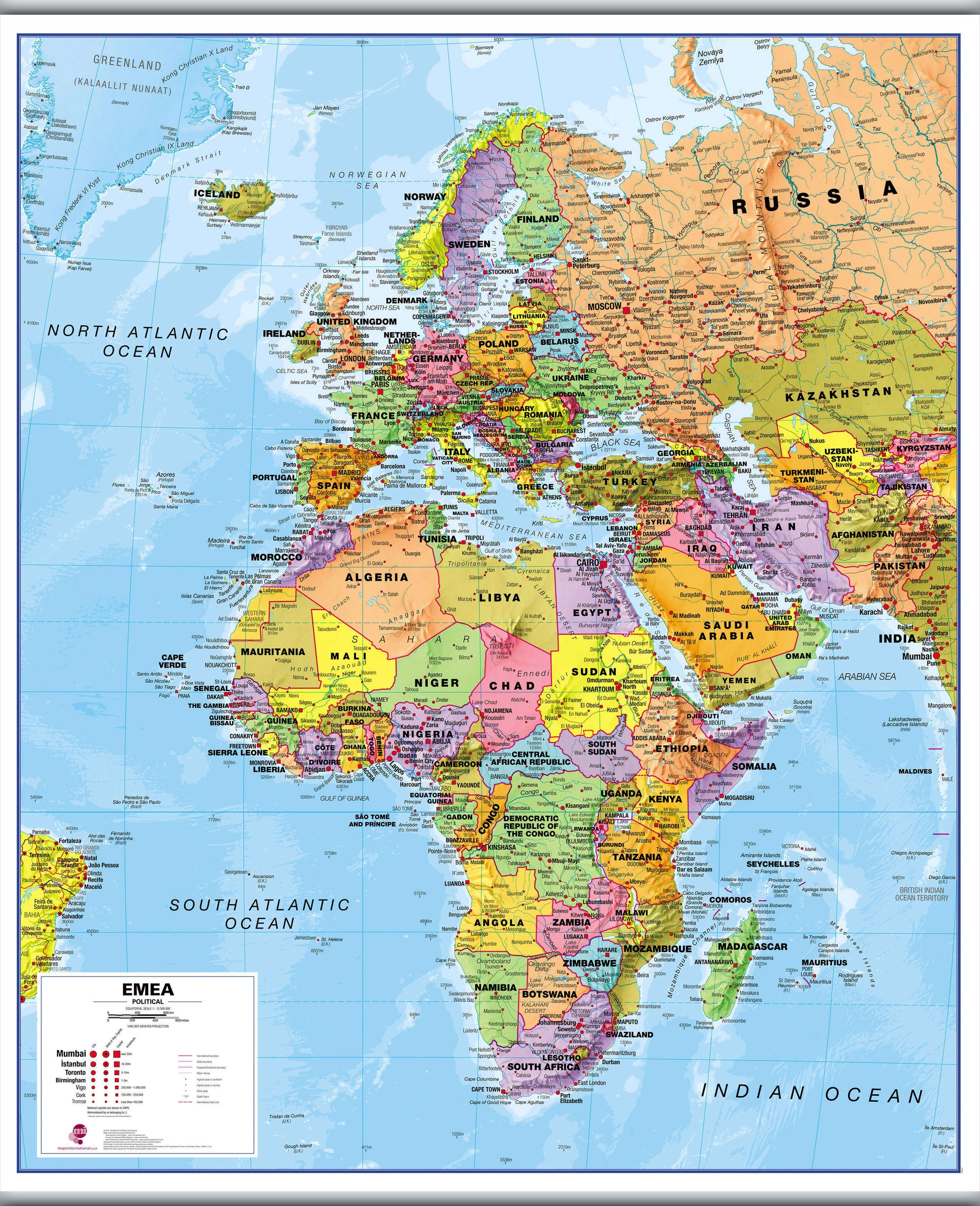 CT00800_L_LAMHB - Europe Middle East Africa (EMEA) Political Map