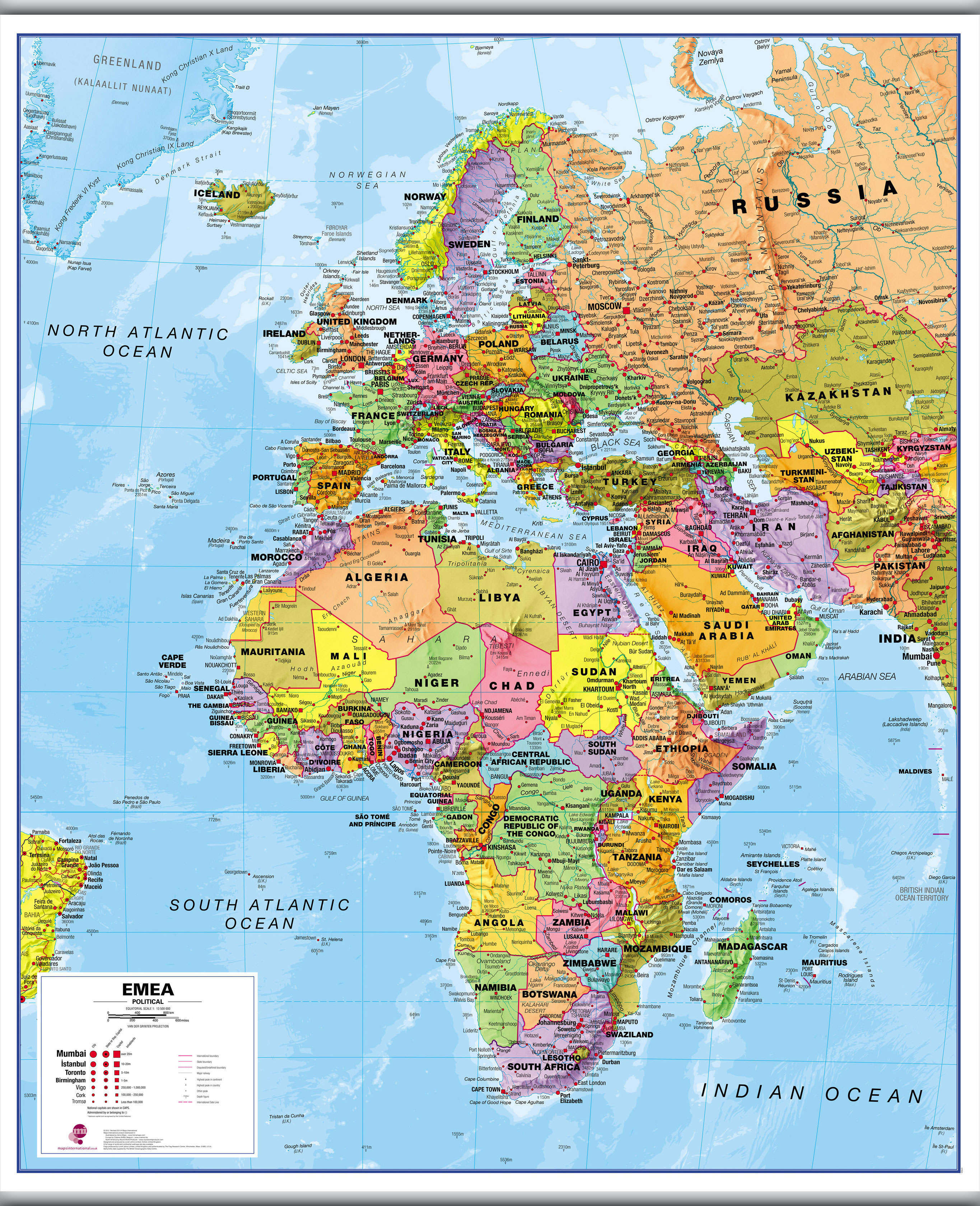 CT00800_L_LAMHB - Europe Middle East Africa (EMEA) Political Map