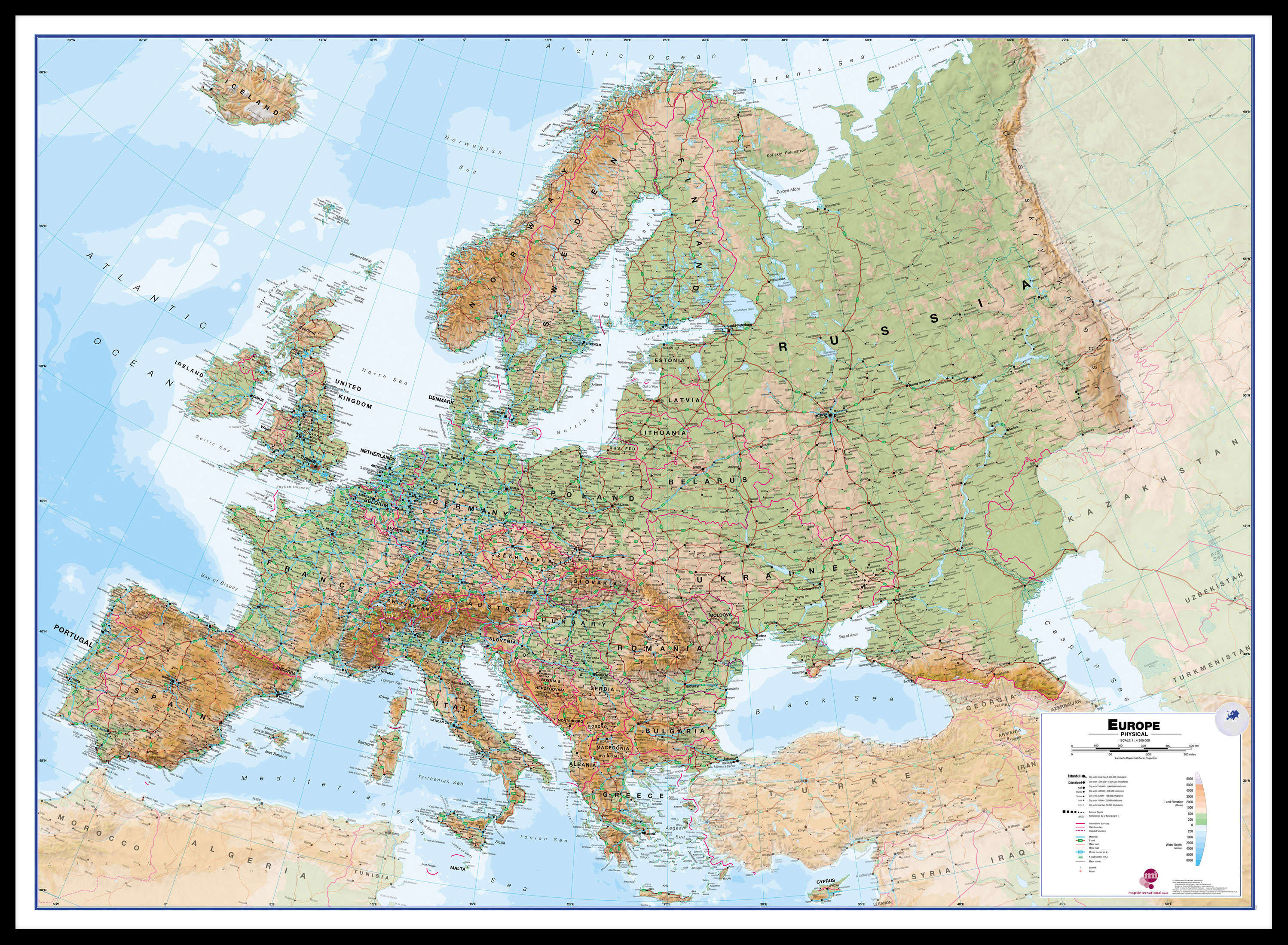 CT00409_H_LBDBL - Europe Wall Map Physical