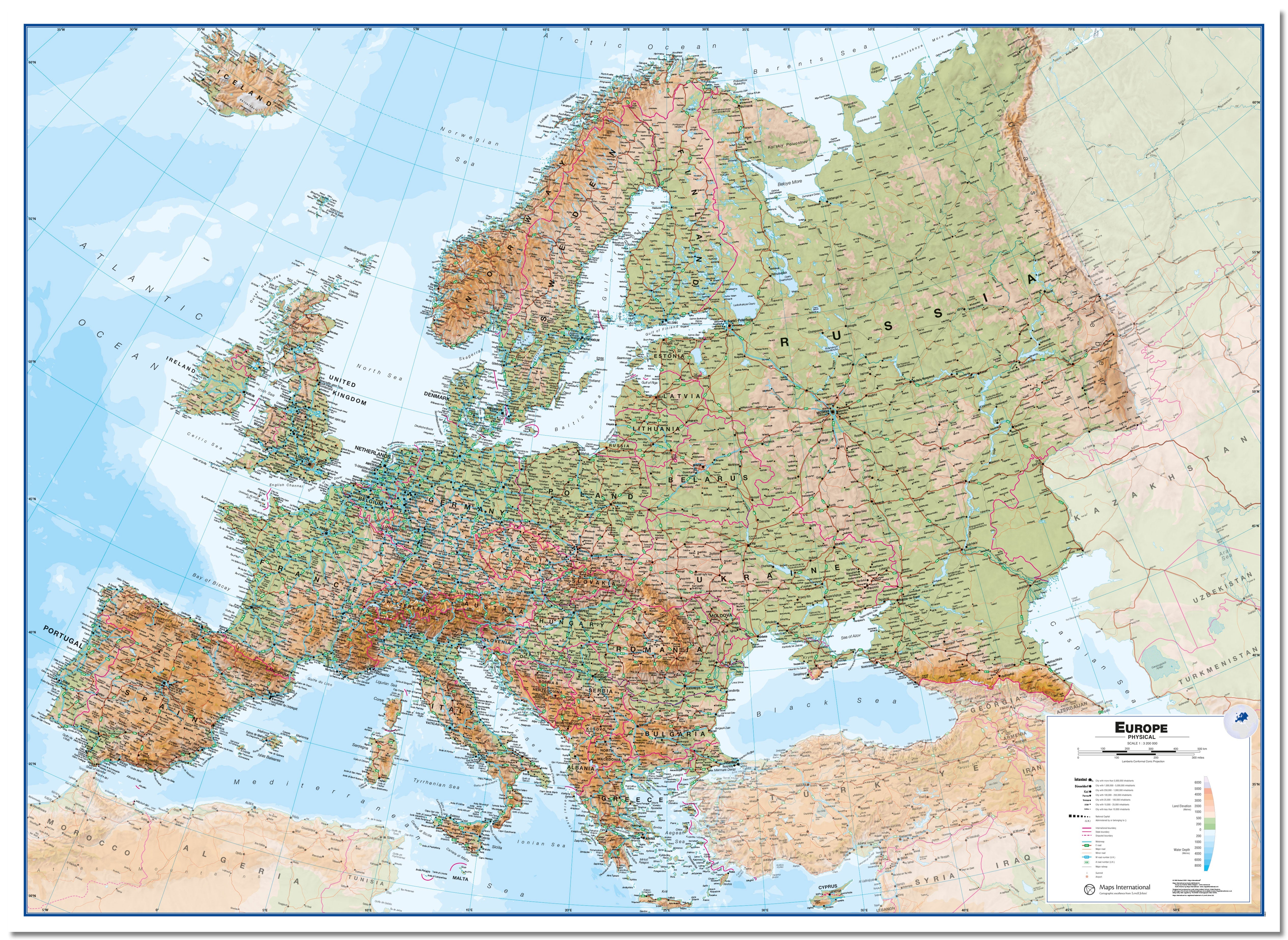 CT00409_L_LMBRD - Europe Wall Map Physical