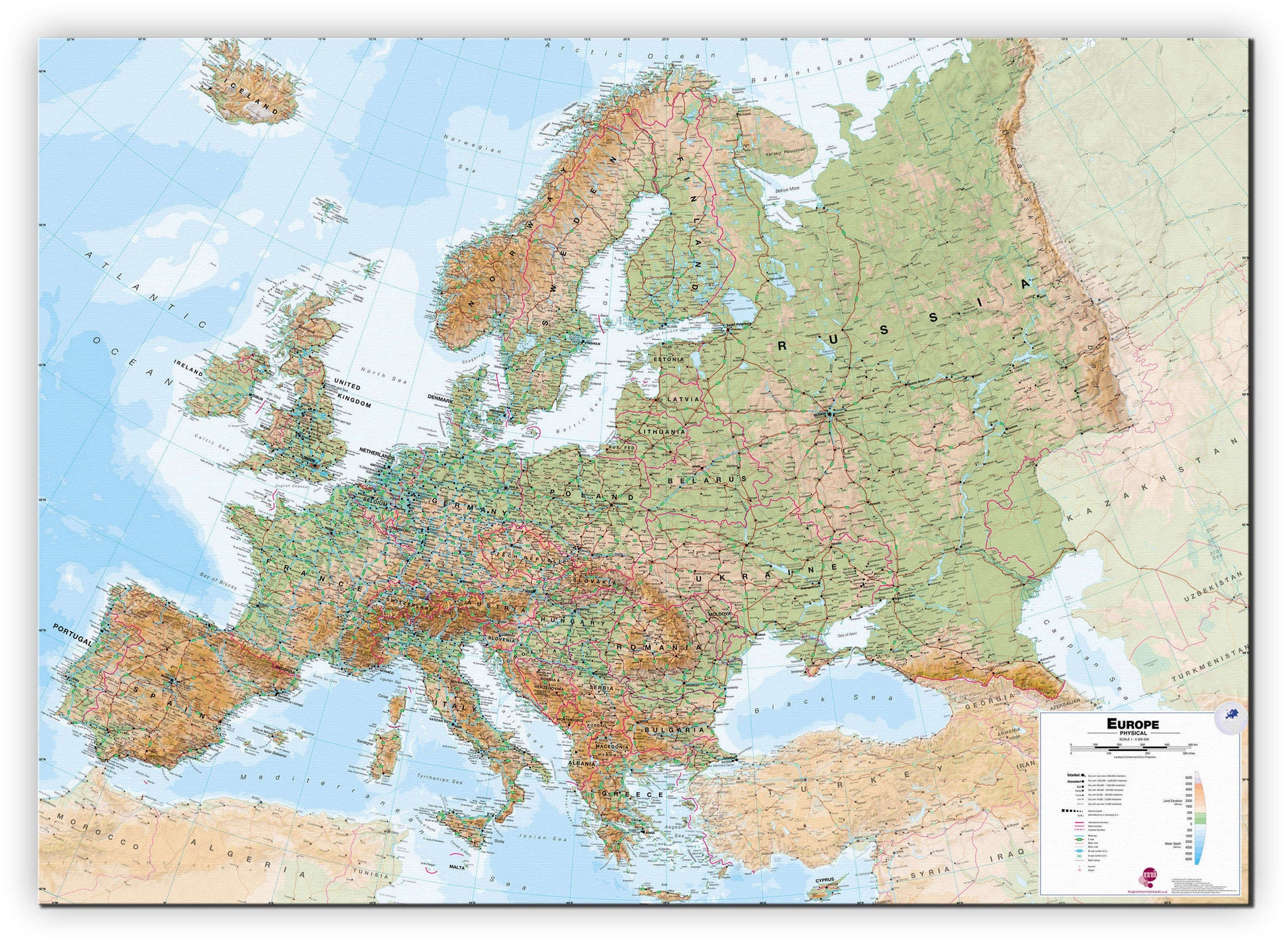 CT00409_H_CANVA - Europe Wall Map Physical
