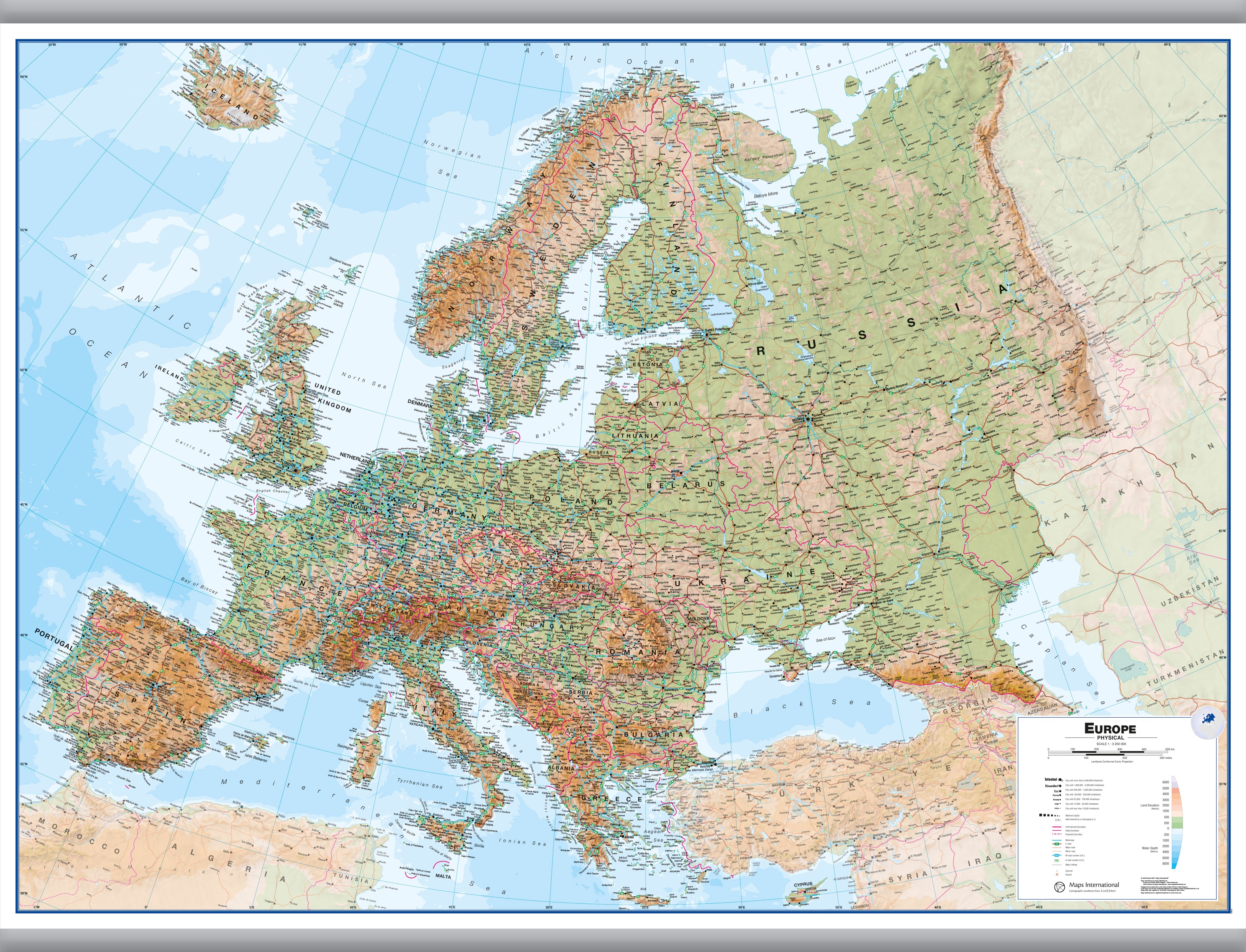 CT00409_H_LAMHB - Europe Wall Map Physical