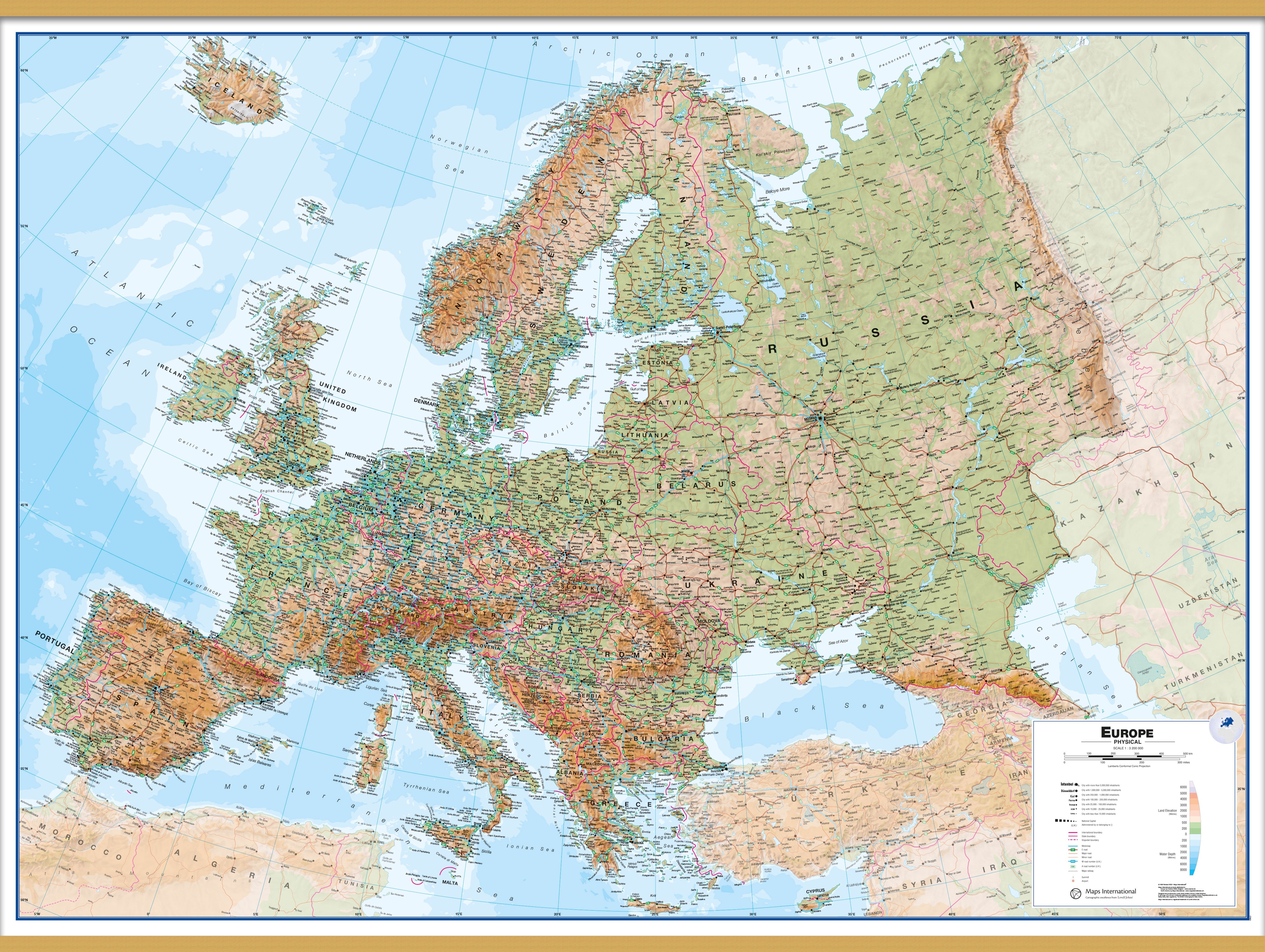 CT00409_H_LWDHB - Europe Wall Map Physical