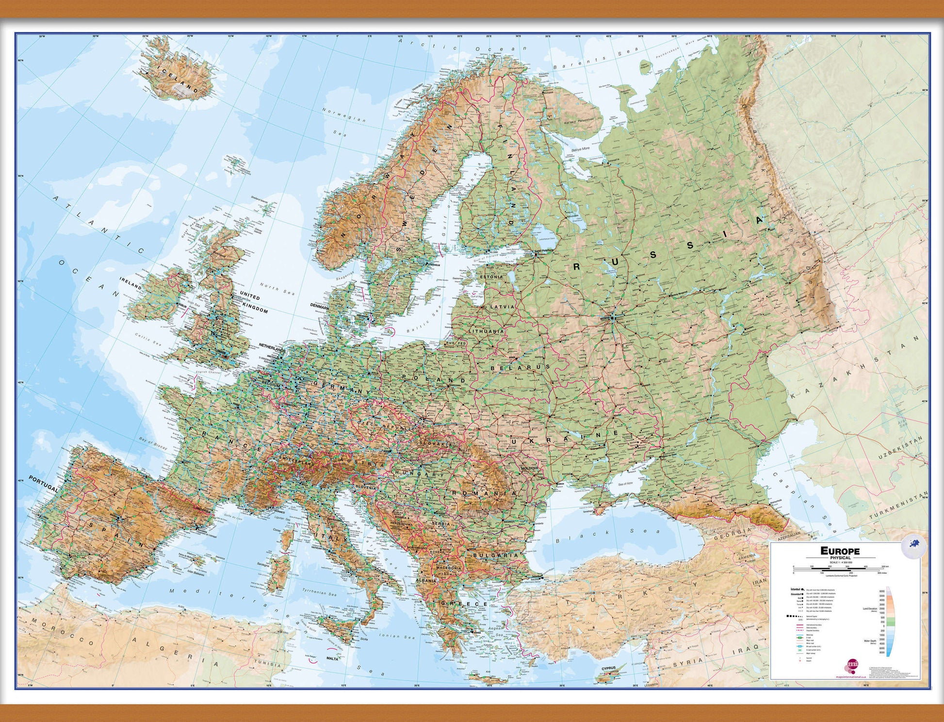 CT00409_L_LWDHB - Europe Wall Map Physical
