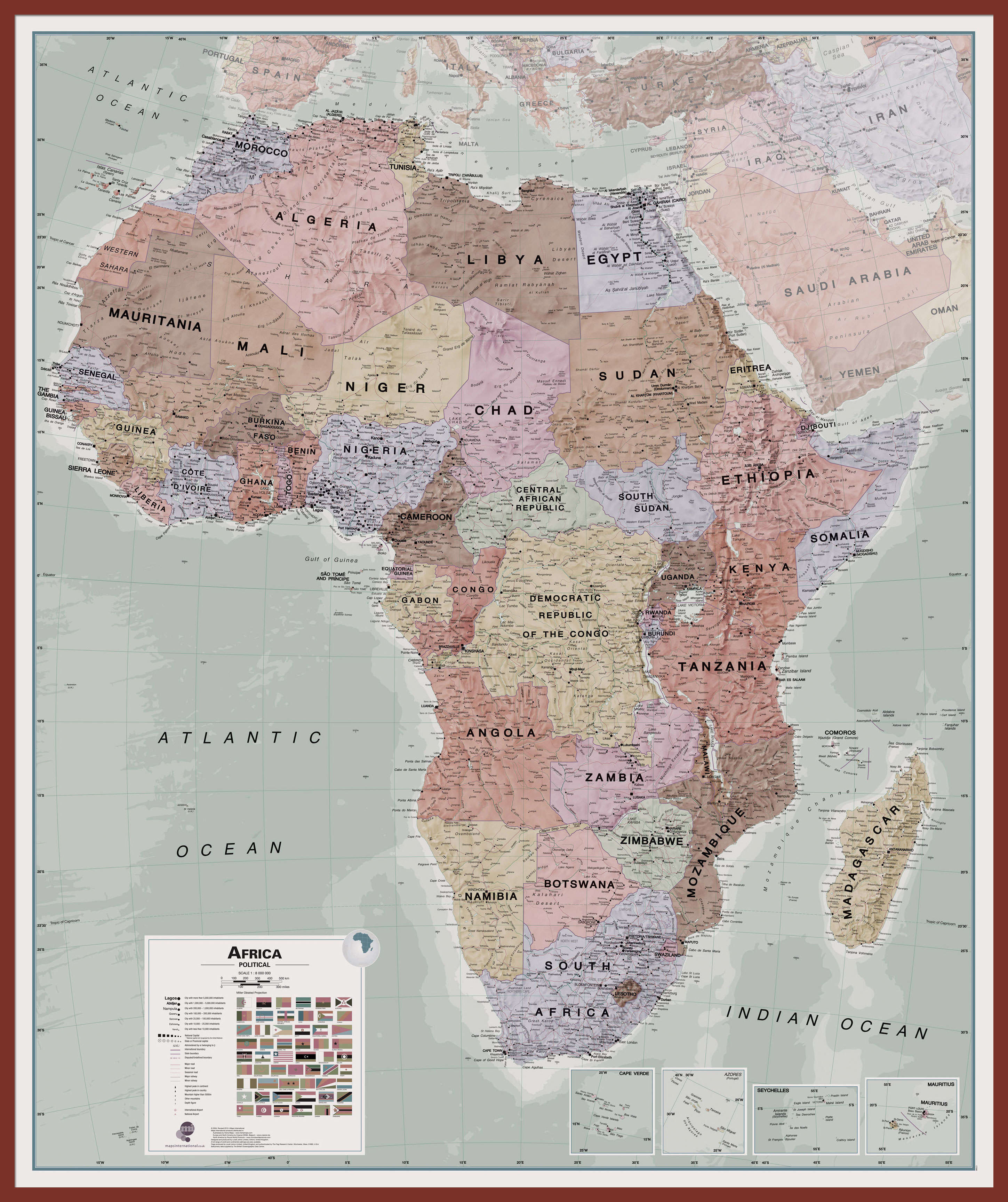 CT00696_L_LBDOK - Executive Africa political Wall Map